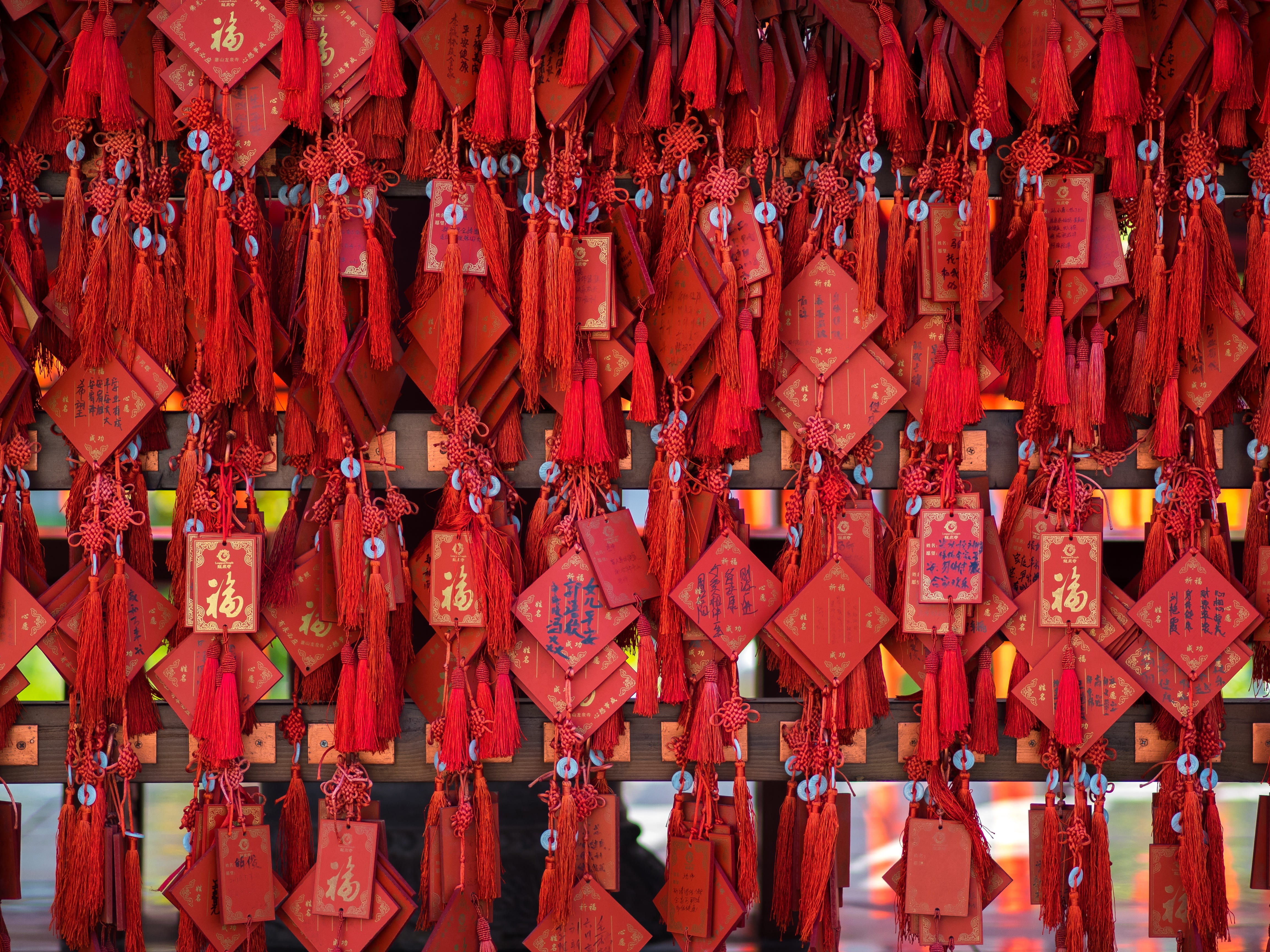 style, day, shrine, place of worship, aspirations, hanging, chinese new year, large group of objects, traditional, chinese lantern, tassel, no people, festival, HD Wallpaper
