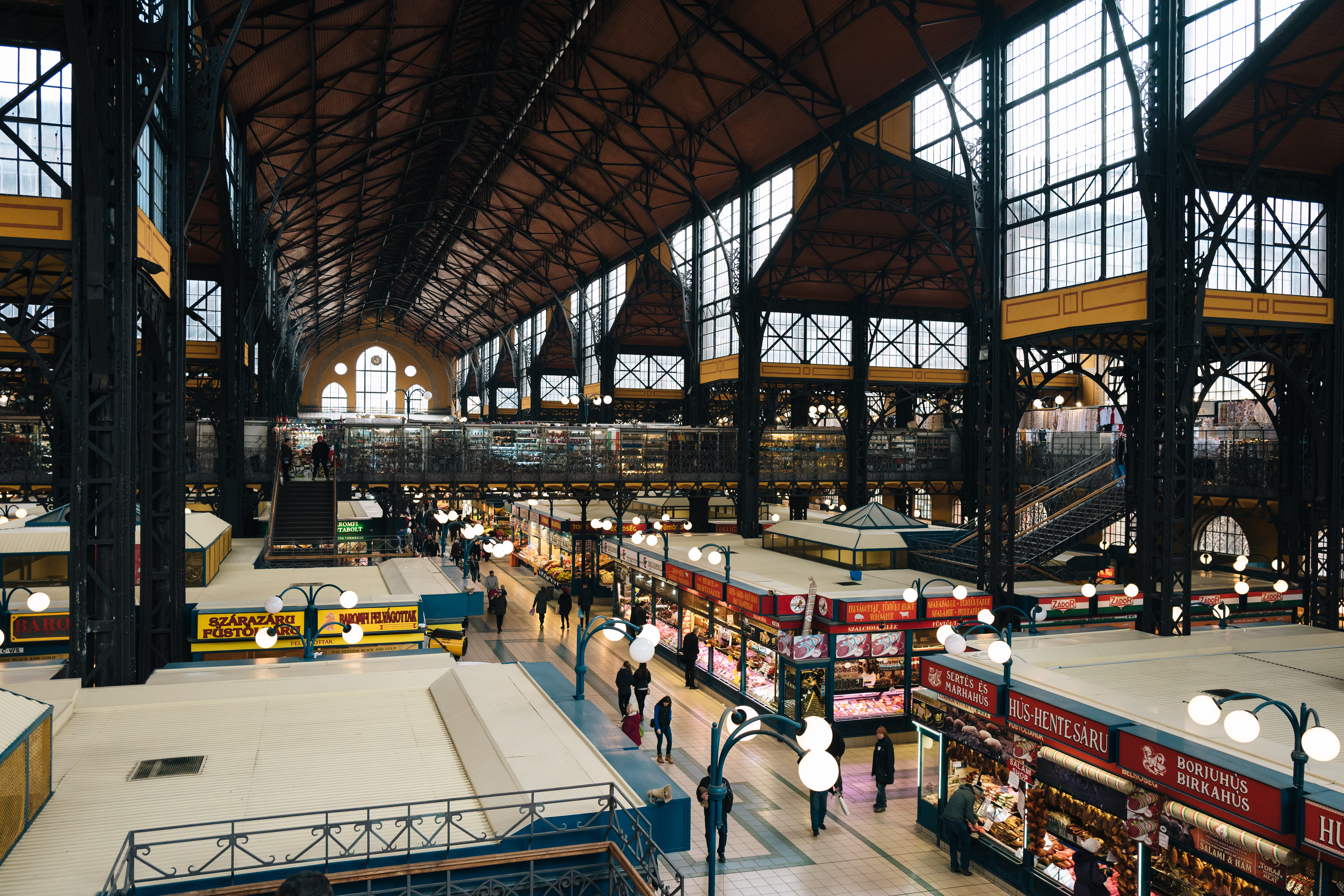 ceiling, budapest, indoors, travel, central market hall, public transportation, stalls, market, fresh, store, mode of transportation, transportation, architecture, HD Wallpaper