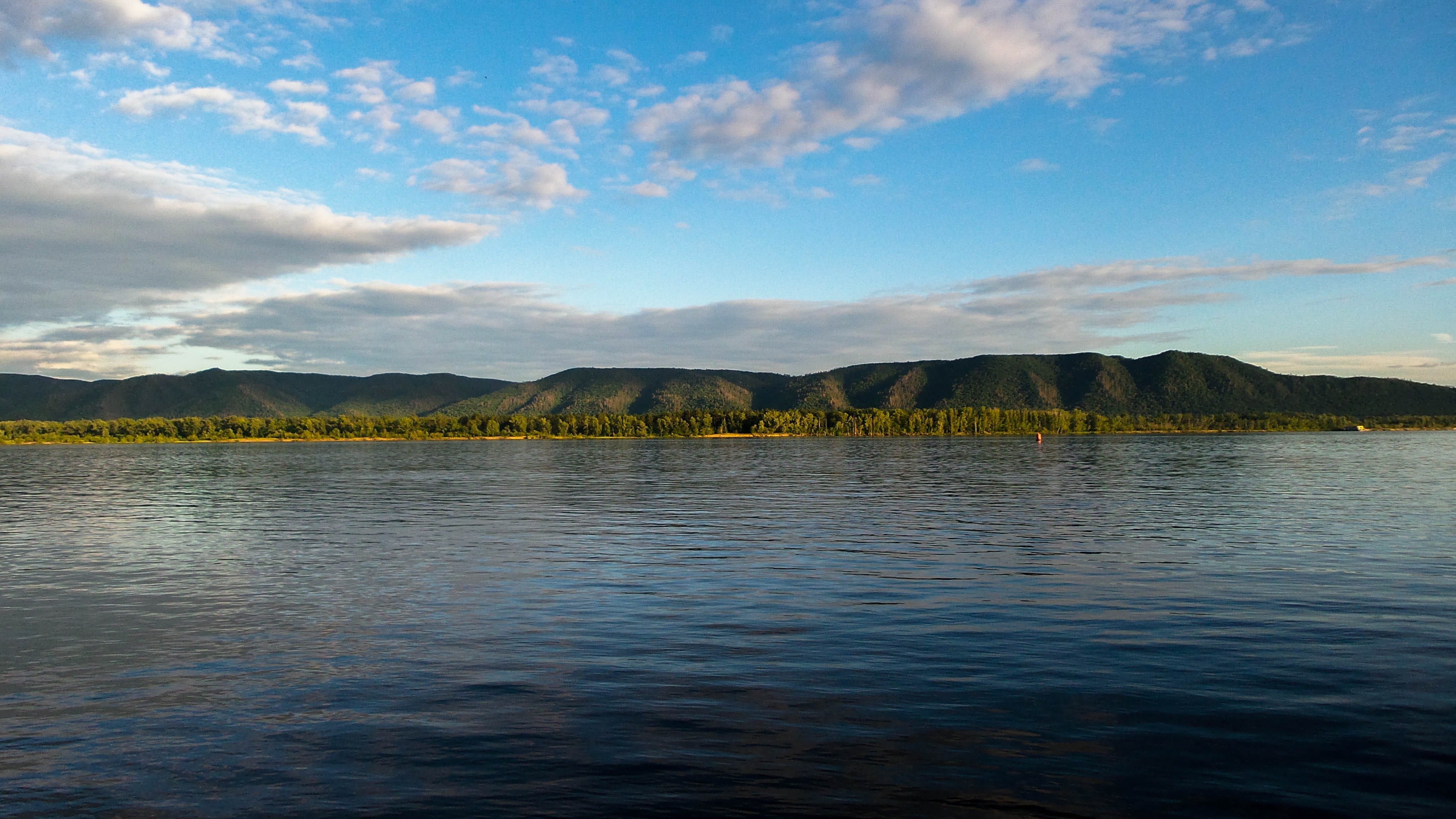 land, blue, tranquility, cloud - sky, mountain, no people, outdoors, scenics - nature, idyllic, water, environment, beauty in nature, lake, 4K, volga, HD Wallpaper