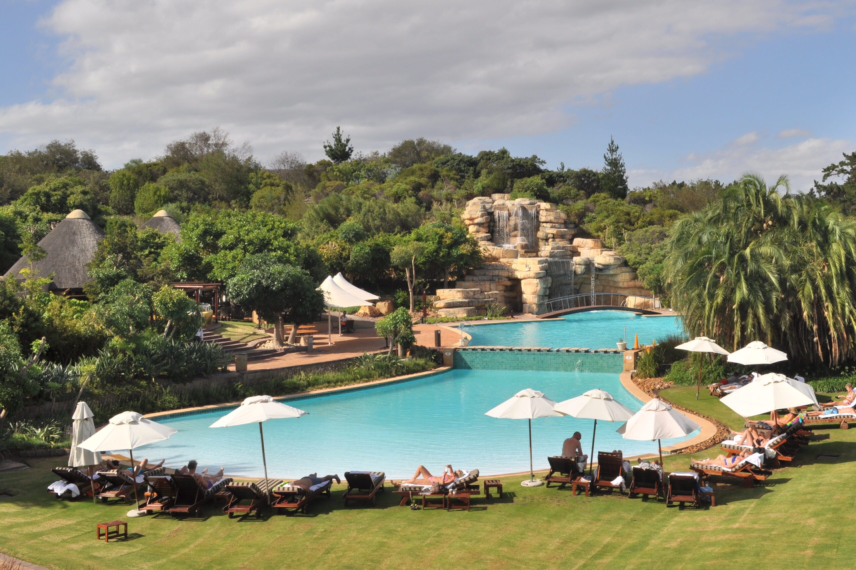 sea, South Africa, built structure, sunlight, vacantion, cloud - sky, plant, 2K, water, lesure, high angle view, relax, pool, relaxation, Hotel, Swimming Pool, HD Wallpaper
