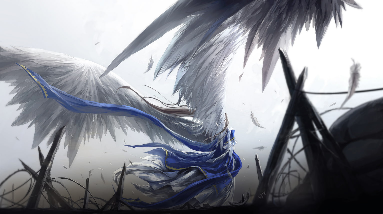 belldandy, anime, character, wings, 720P, HD Wallpaper