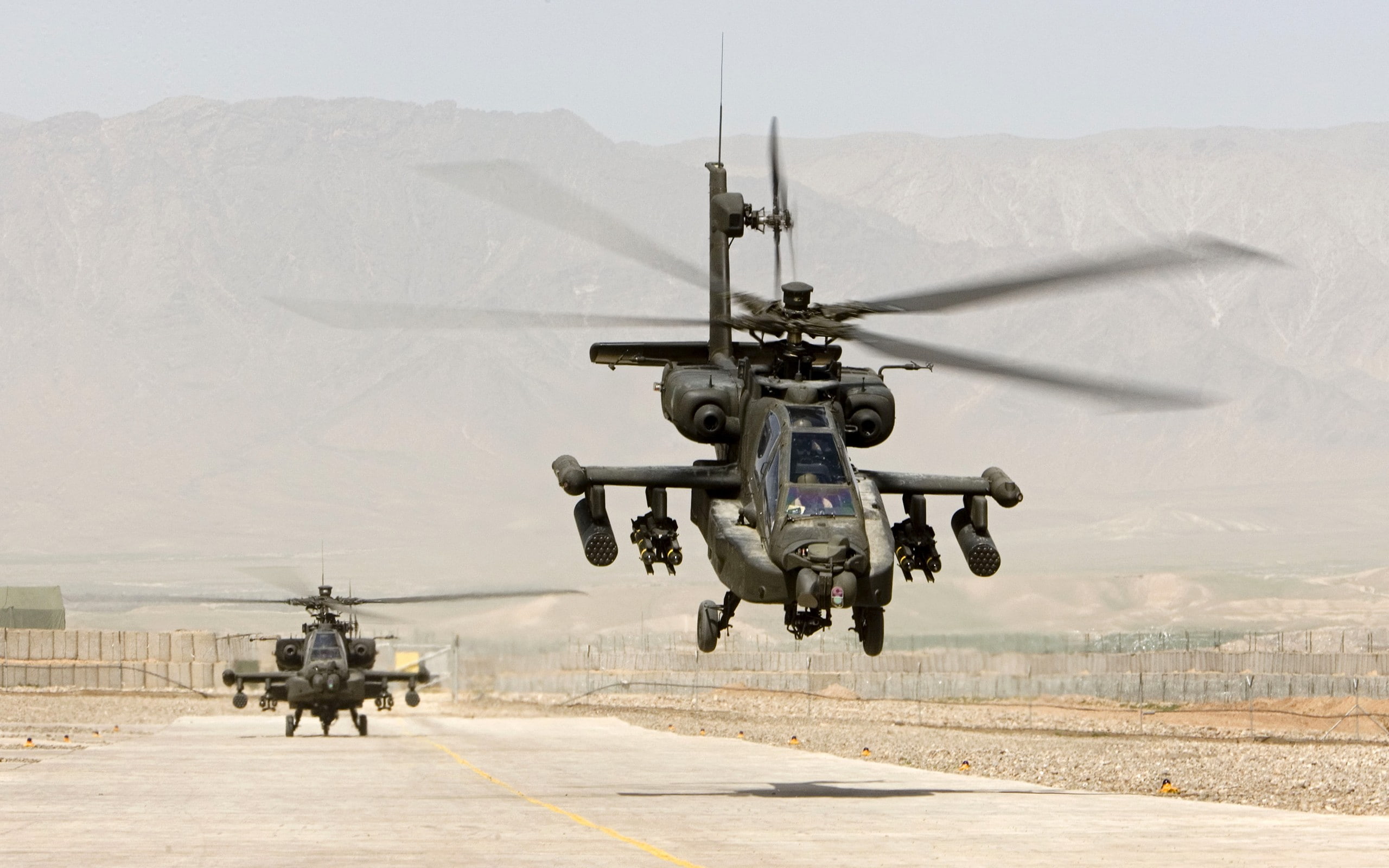 Desert, Boeing AH 64 Apache, Military Aircraft, 2K, helicopters, HD Wallpaper