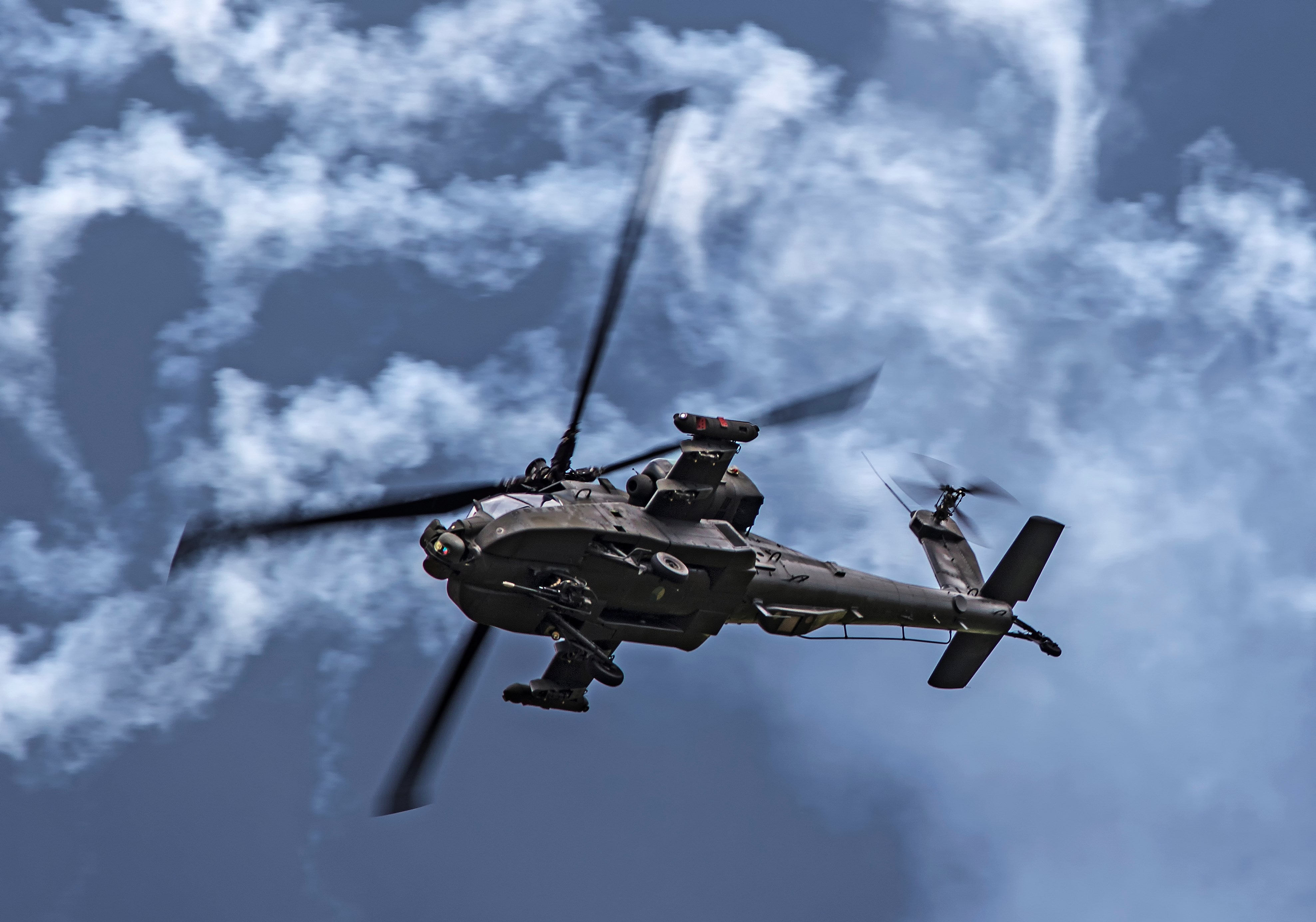 military, on the move, cloud - sky, no people, flying, day, nature, outdoors, boeing ah 64 apache, military airplane, airplane, transportation, aerospace industry, HD Wallpaper