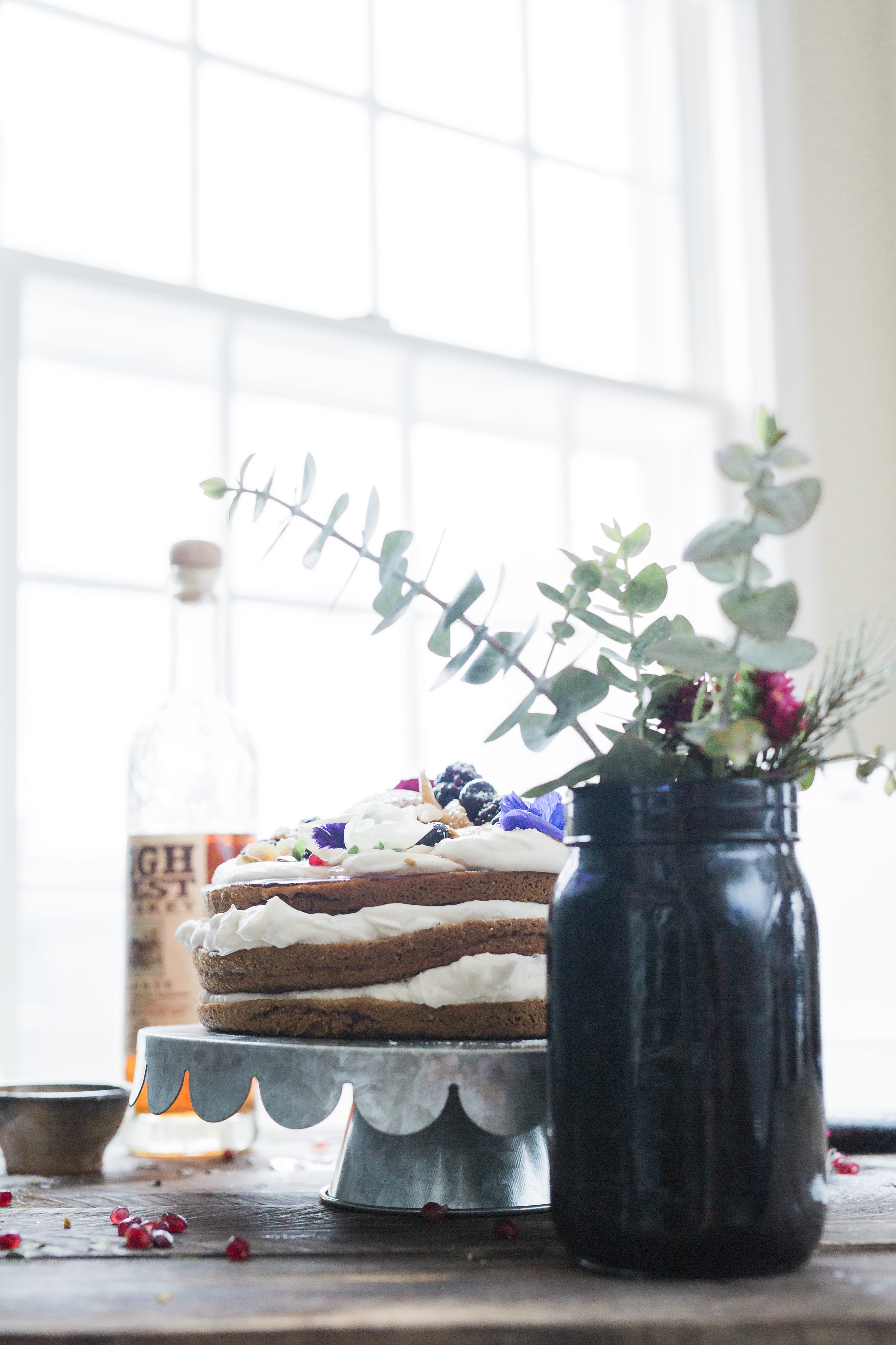 flowering plant, cake, no people, baked, bottle, jar, indoors, white, dessert, window, chocolate, food styling, cake stand, sweet food, temptation, sweet, Phone HD Wallpaper