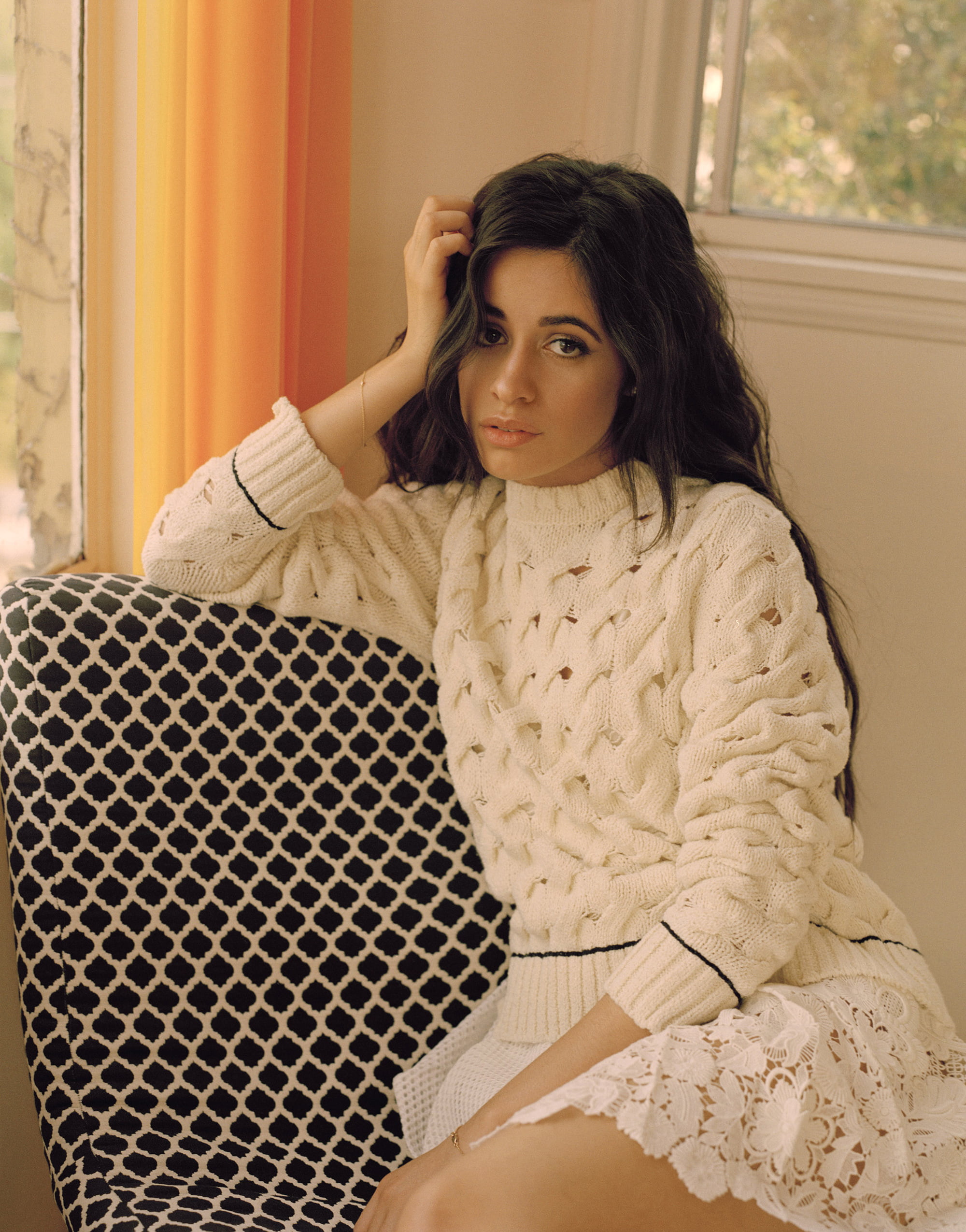 women, brunette, Camila Cabello, long hair, singer, 1080P, sitting, Phone HD Wallpaper