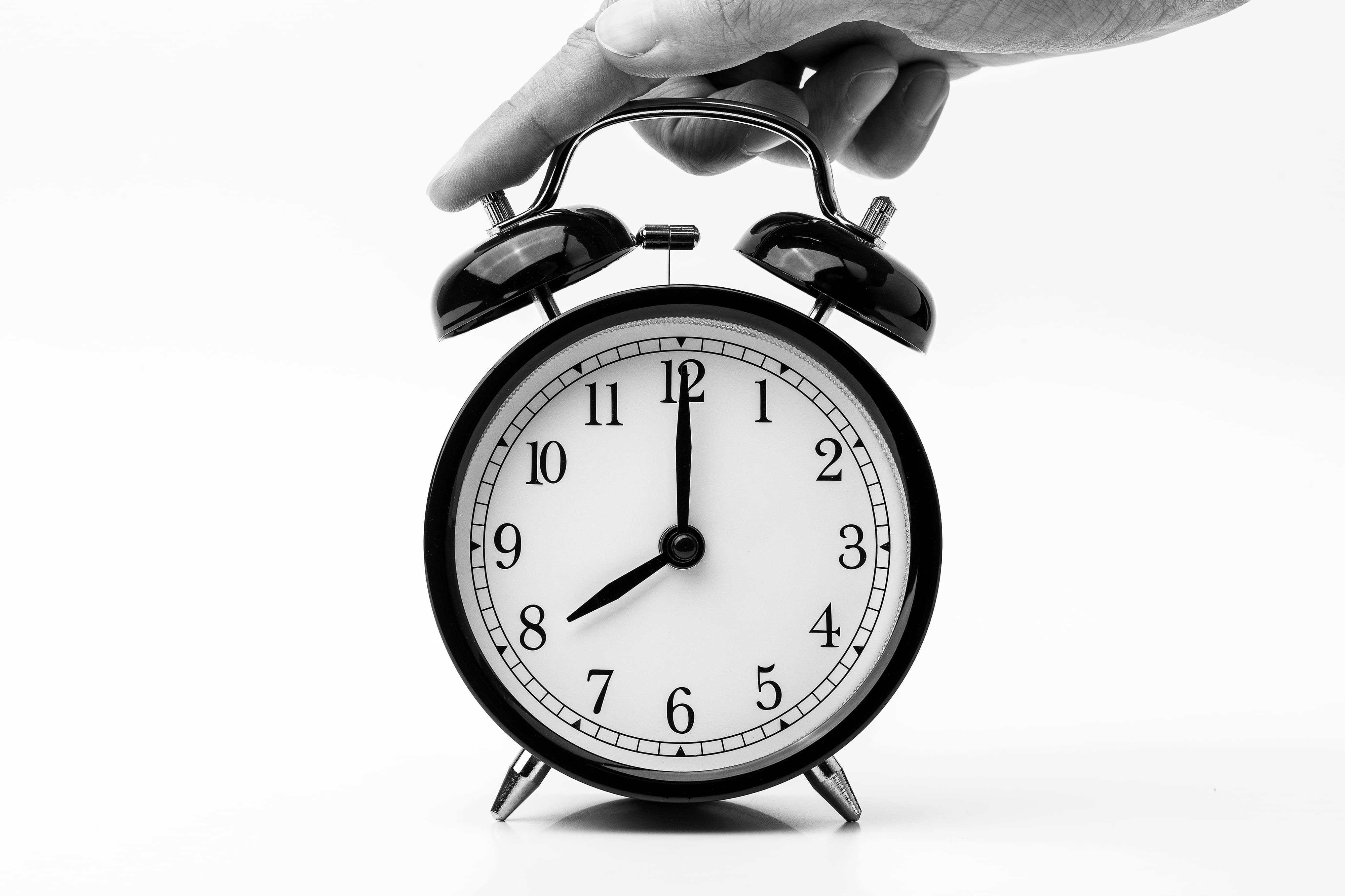 holding, late, cut out, studio shot, hand, person, accuracy, two, alarm, clock face, white background, clock, human hand, 8 oclock, body part, time, black, HD Wallpaper
