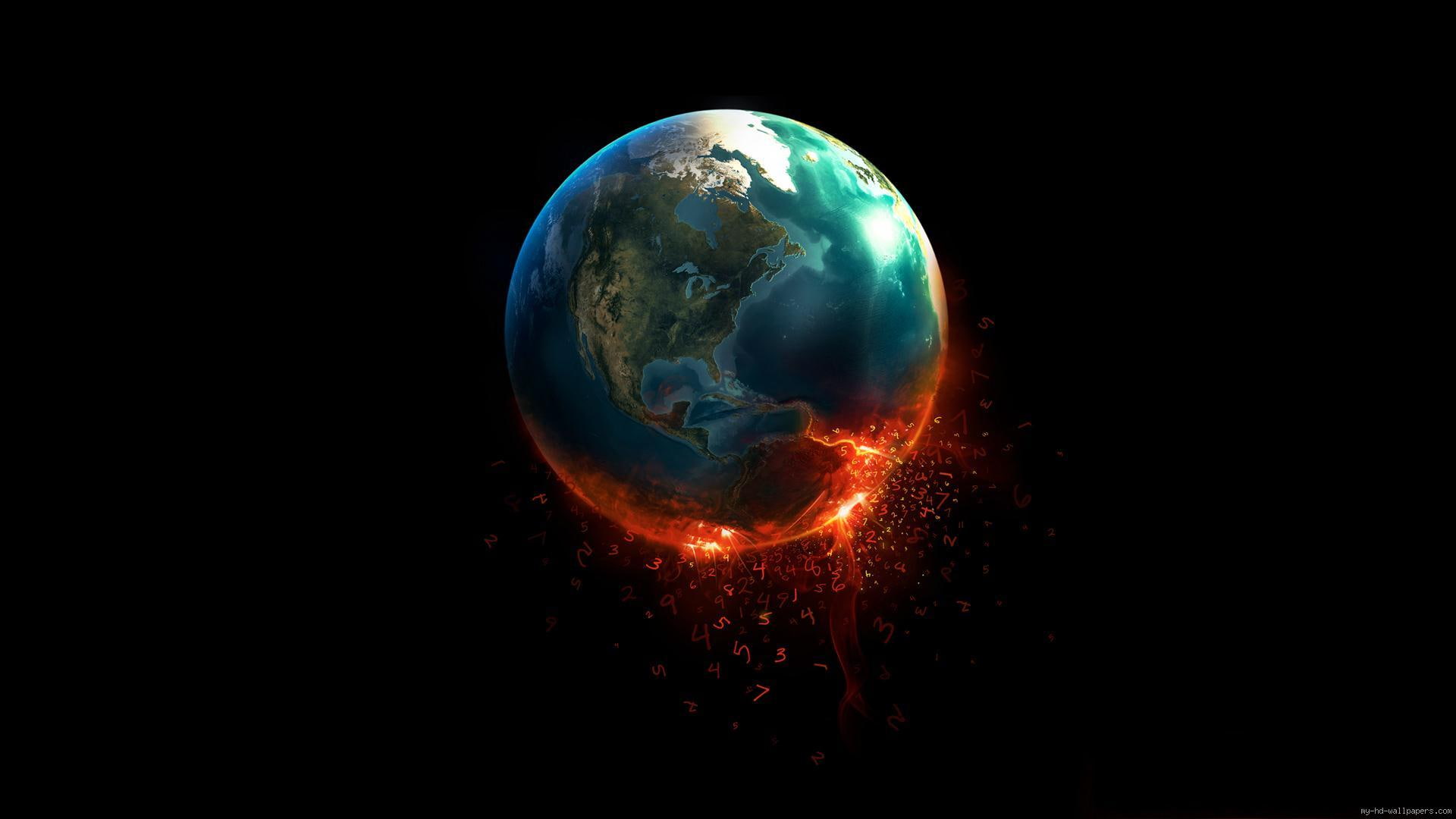 number, 1080P, graphic, space, numbers, planet, earth, HD Wallpaper