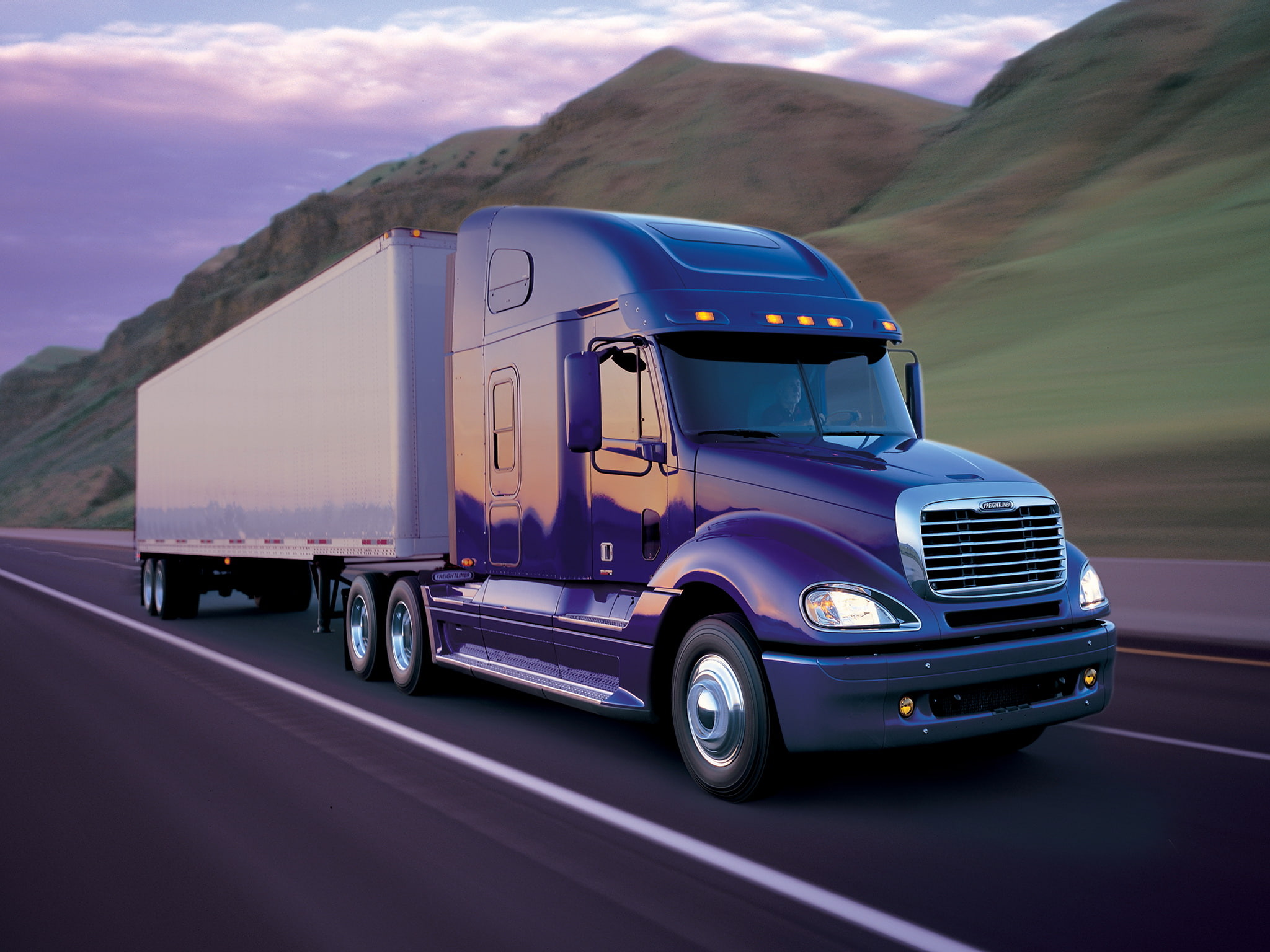 2000, 1080P, tractor, raised, roof, freightliner, semi, columbia, HD Wallpaper