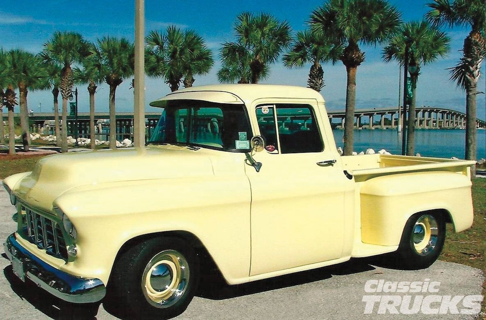 stepside, school, custom, old, hot, rod, pickup, 720P, chevrolet, hotrod, usa, 1955, HD Wallpaper