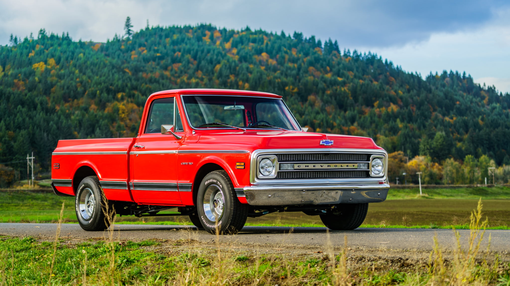1080P, Old Car, Red Car, Pickup, Car, Chevrolet C10, Chevrolet, HD Wallpaper