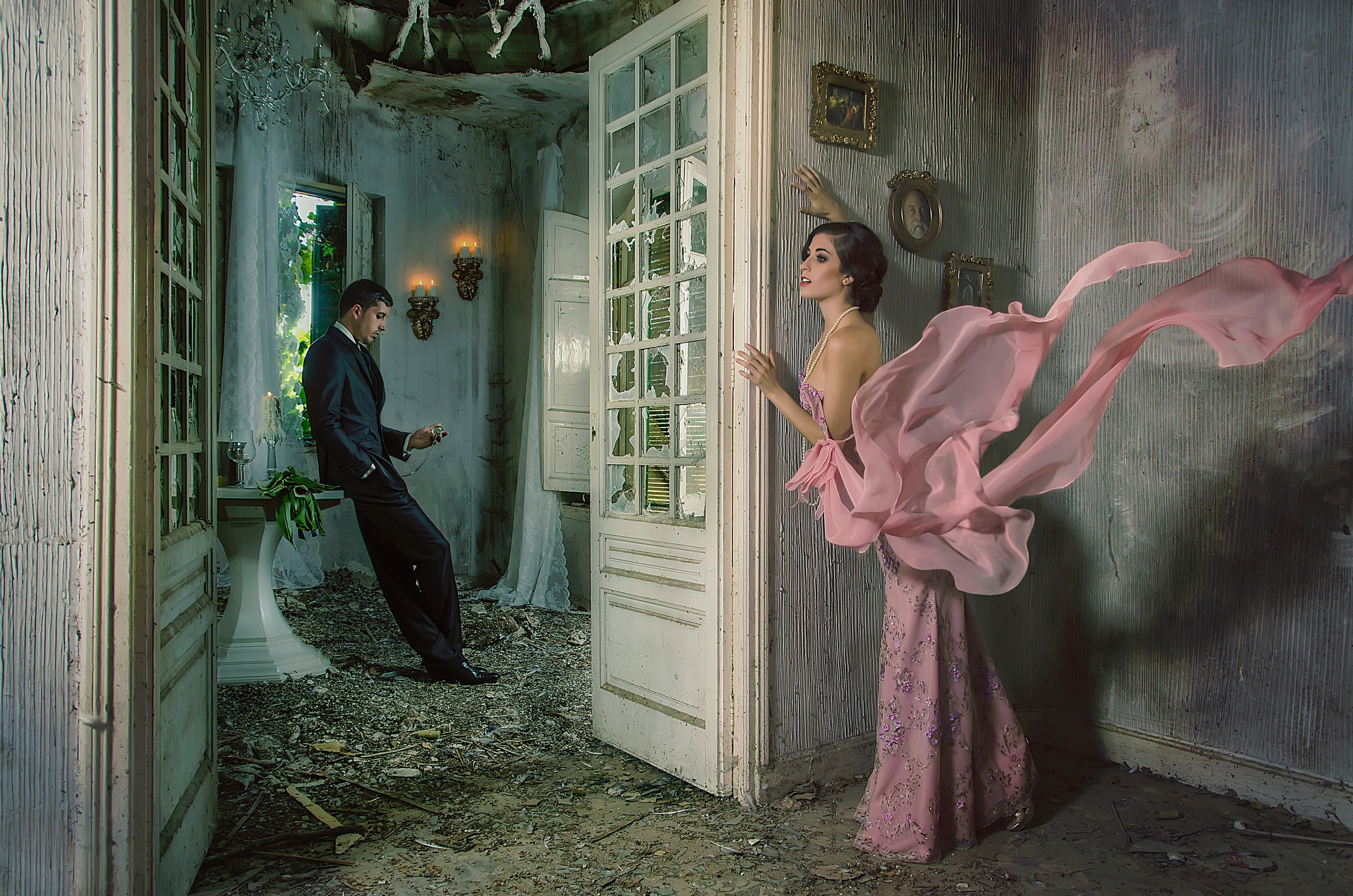 ruin, men, 1080P, dress, women, pocketwatches, HD Wallpaper