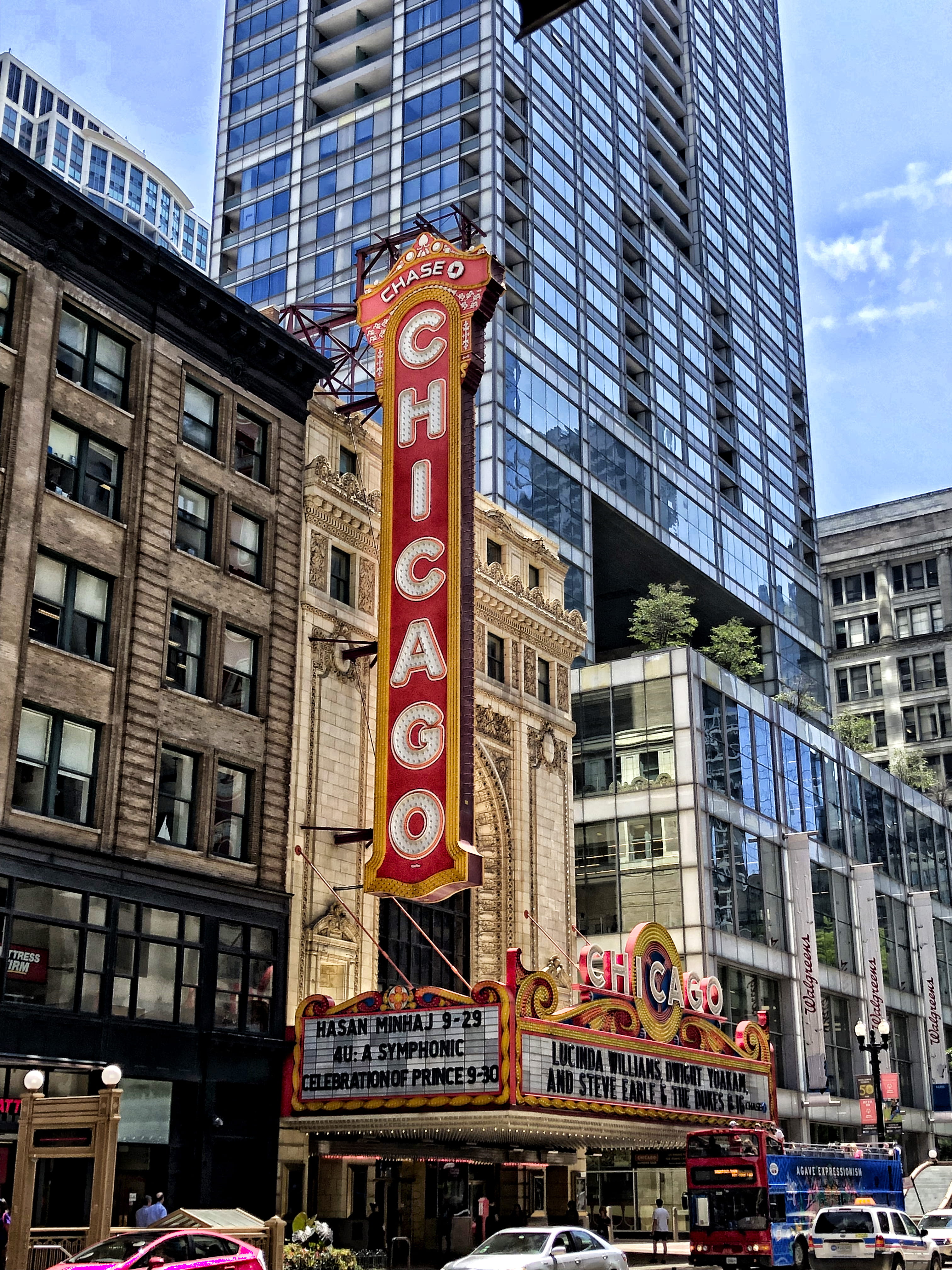 outdoors, travel destinations, sky, built structure, building, sign, transportation, capital letter, goodman theatre, 4K, chicago, united states, skyscraper, Phone HD Wallpaper