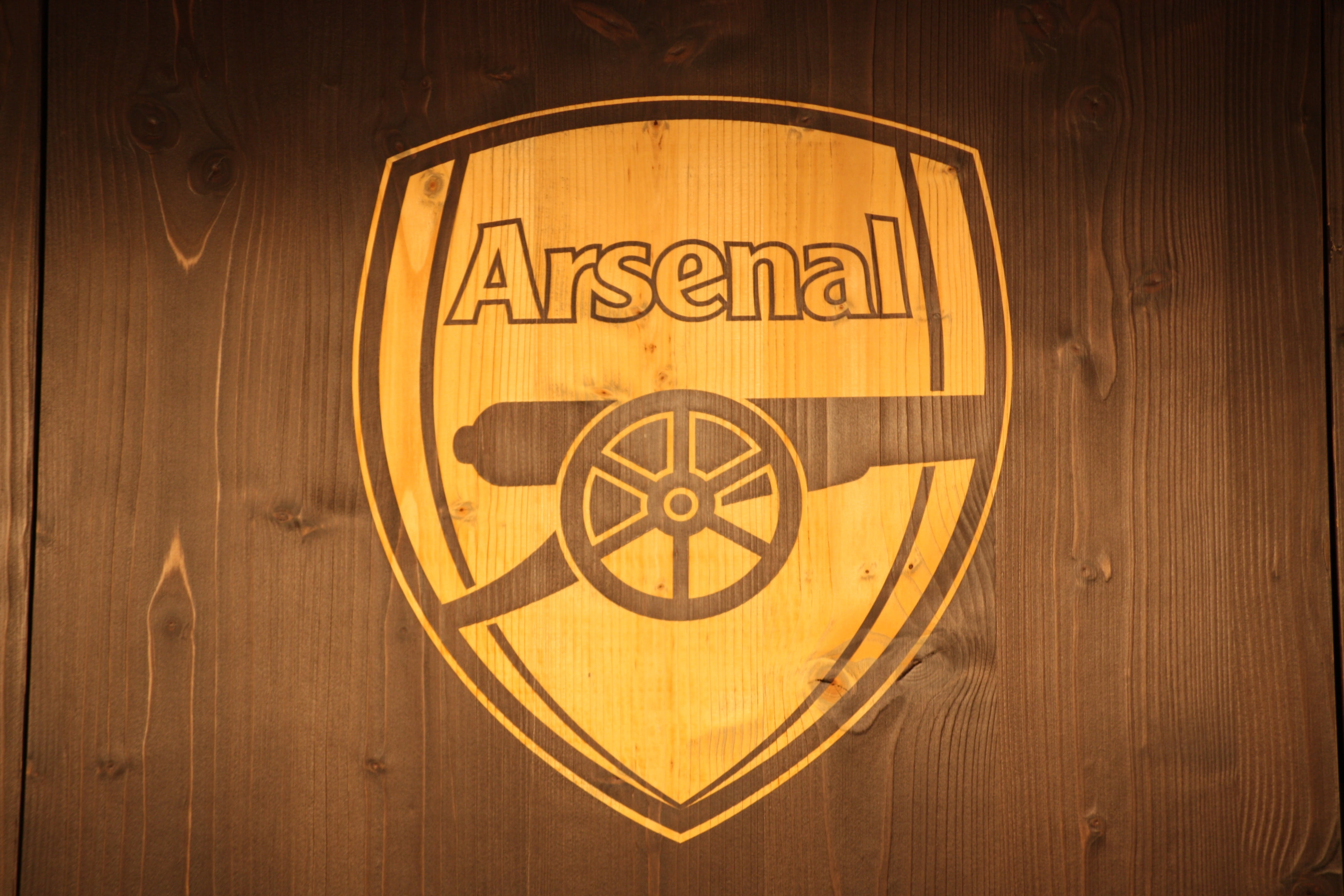 text, close-up, circle, copy space, no people, single object, communication, sign, arsenal, door, geometric shape, brown, painted, decor, gold colored, HD Wallpaper