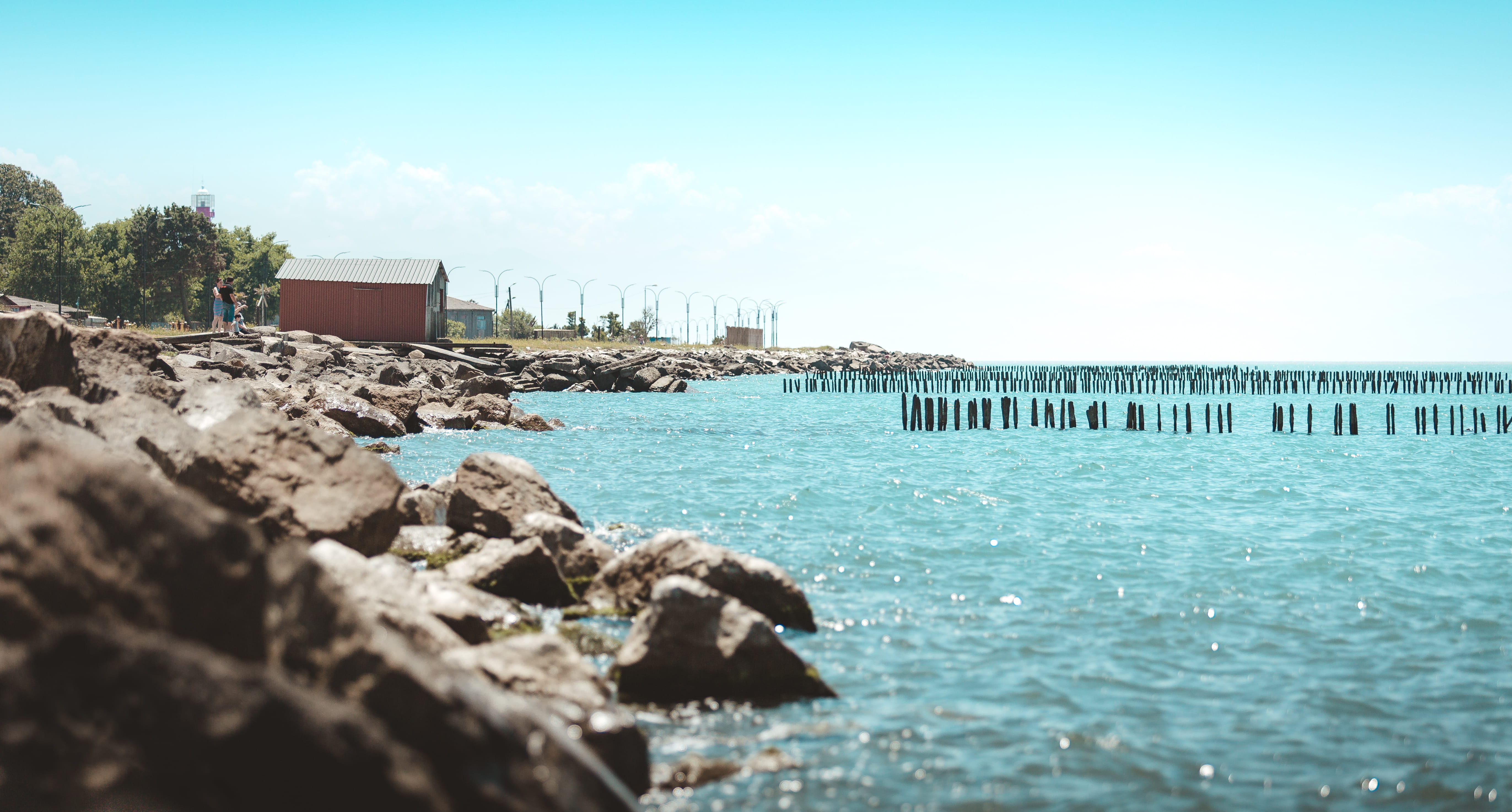 scenics - nature, sea, metropolis, 5K, port, promontory, rock, architecture, cloud - sky, town, nature, urban, waterfront, rubble, seashore, building exterior, HD Wallpaper
