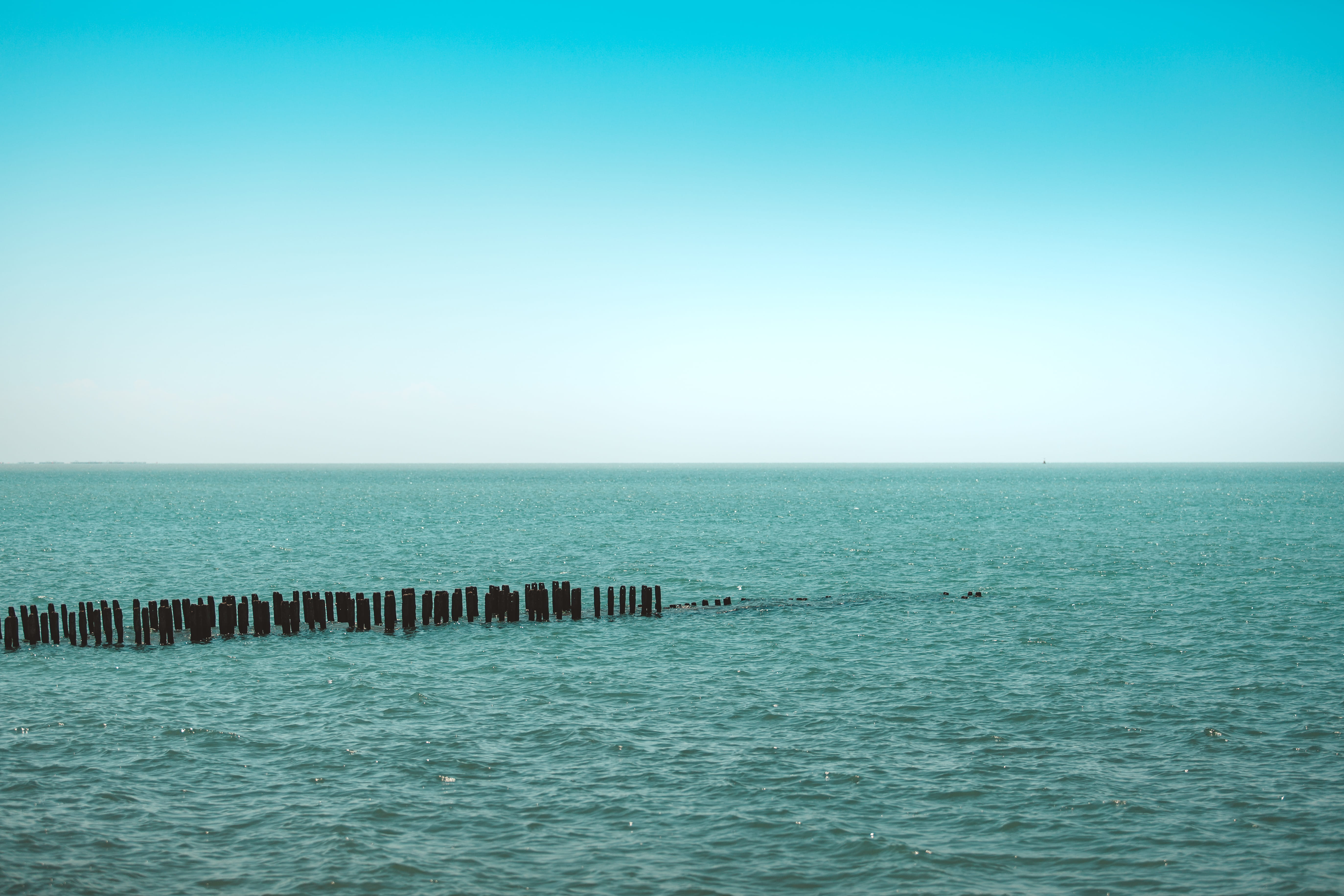 scenics - nature, georgia, beauty in nature, copy space, tranquility, nature, blue, idyllic, water, poti, 5K, rippled, clear sky, sky, horizon over water, HD Wallpaper