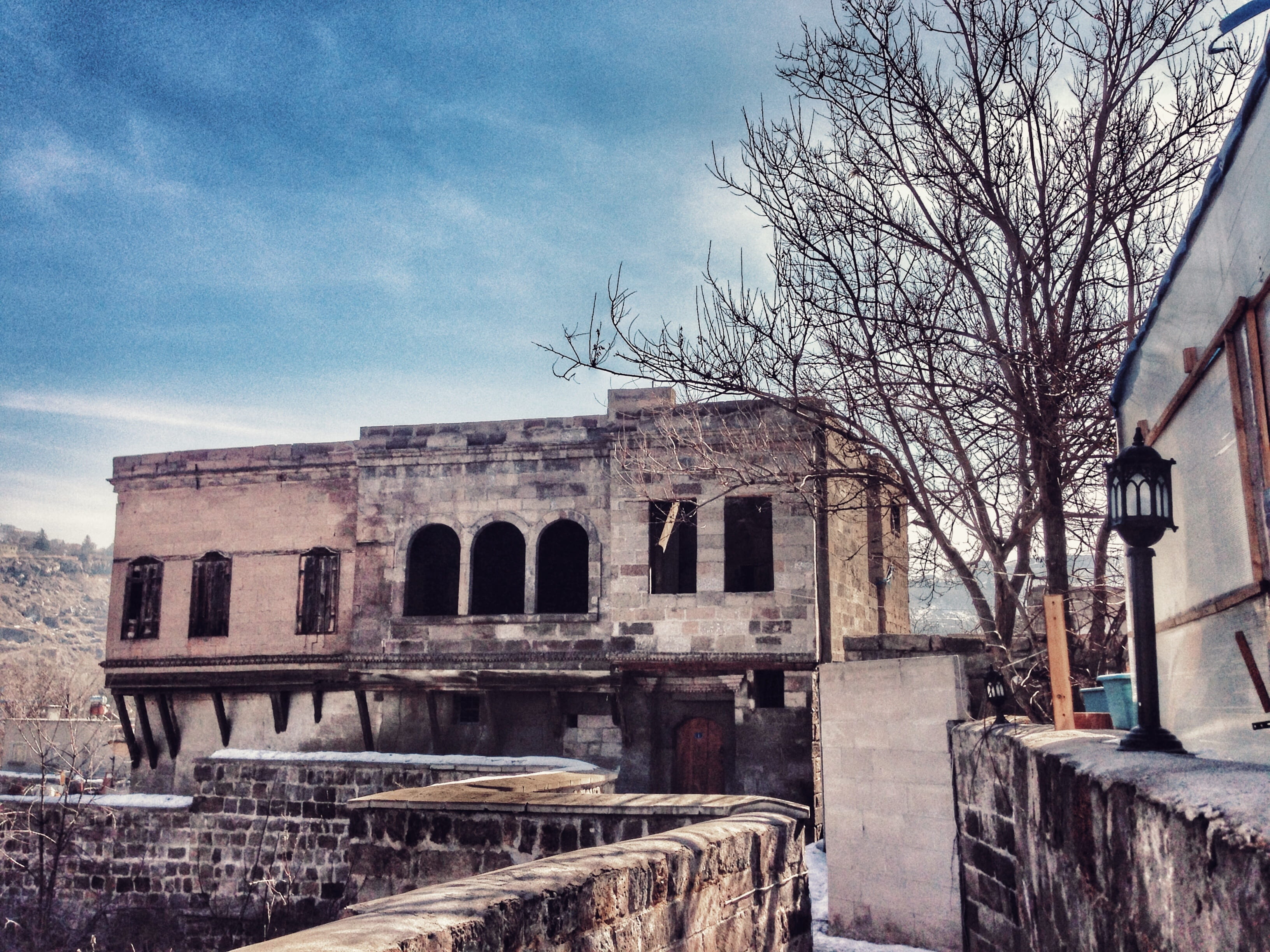 bare tree, damaged, built structure, no people, tree, turkey, run-down, weathered, building, mansion, day, old, abandoned, ottoman street, home, cloud - sky, HD Wallpaper