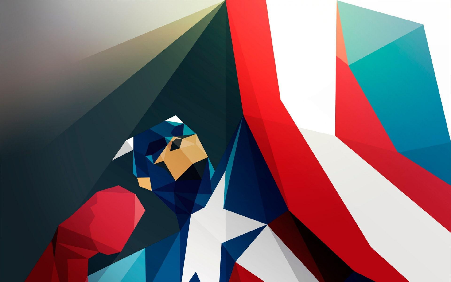 abstract, Captain America, superhero, 1080P, comic art, simple background, HD Wallpaper