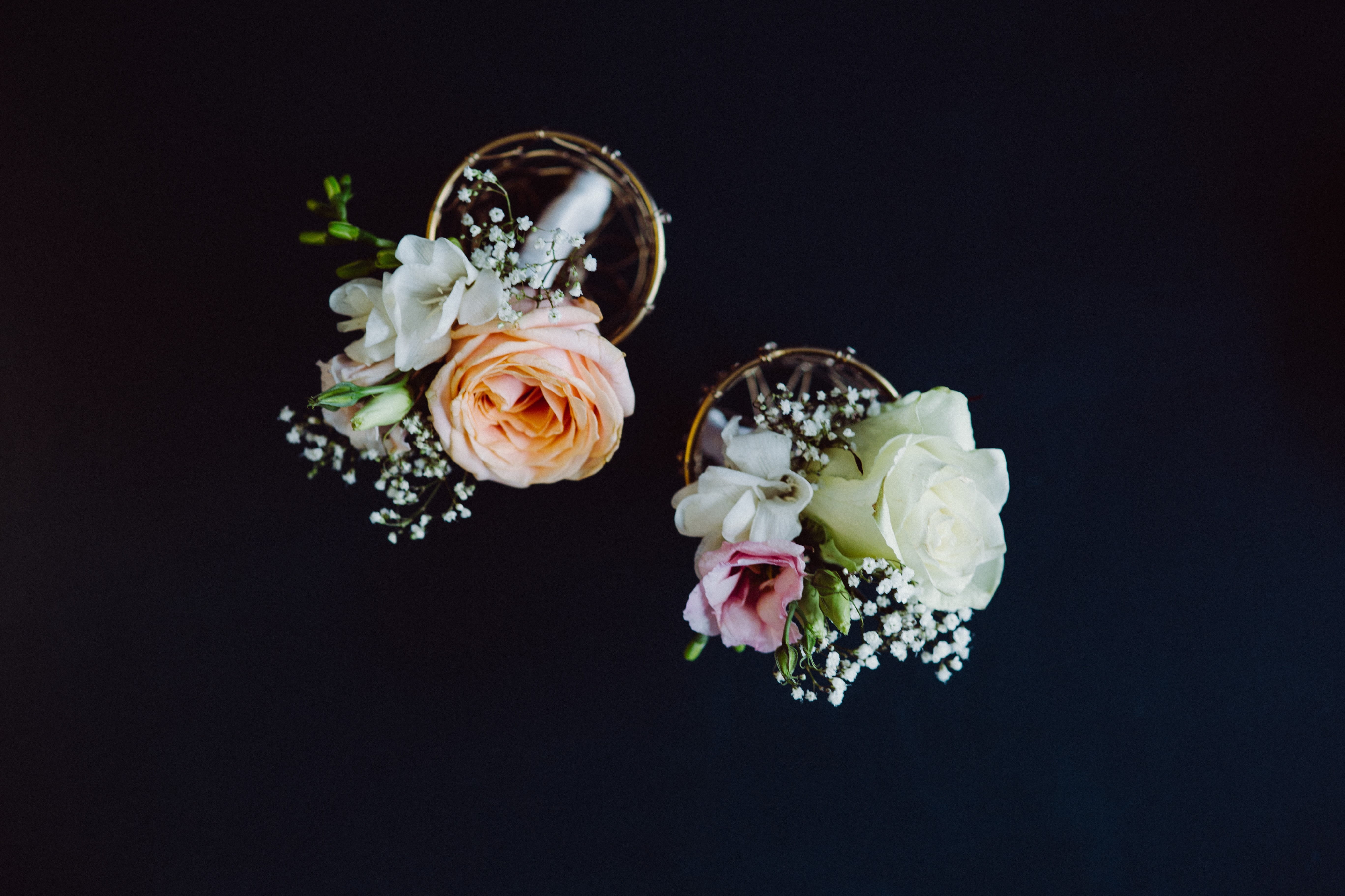 flowers, fragility, bouquet, 5K, arrangement, flowering plant, wedding, white color, bunch of flowers, rose - flower, no people, studio shot, petal, indoors, HD Wallpaper