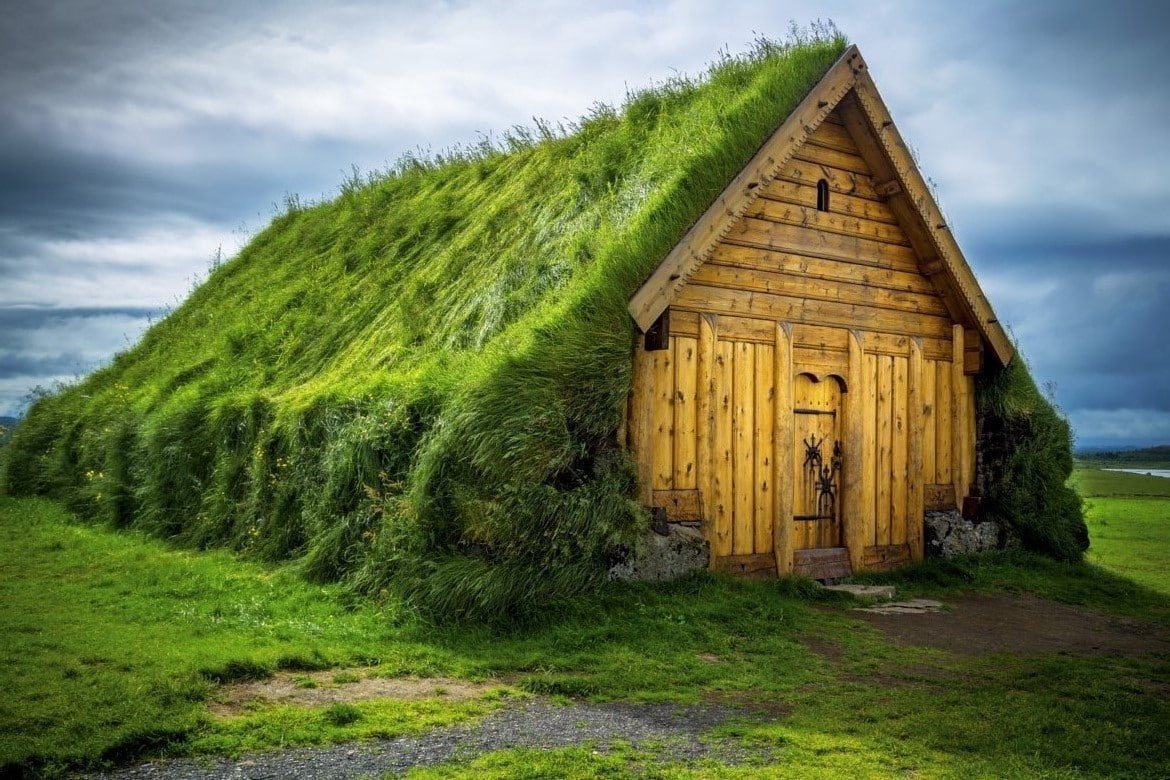 480P, no people, land, architecture, outdoors, built structure, rural scene, clouds, hut, tree, plant, green color, cottage, gray, grass, environment, HD Wallpaper