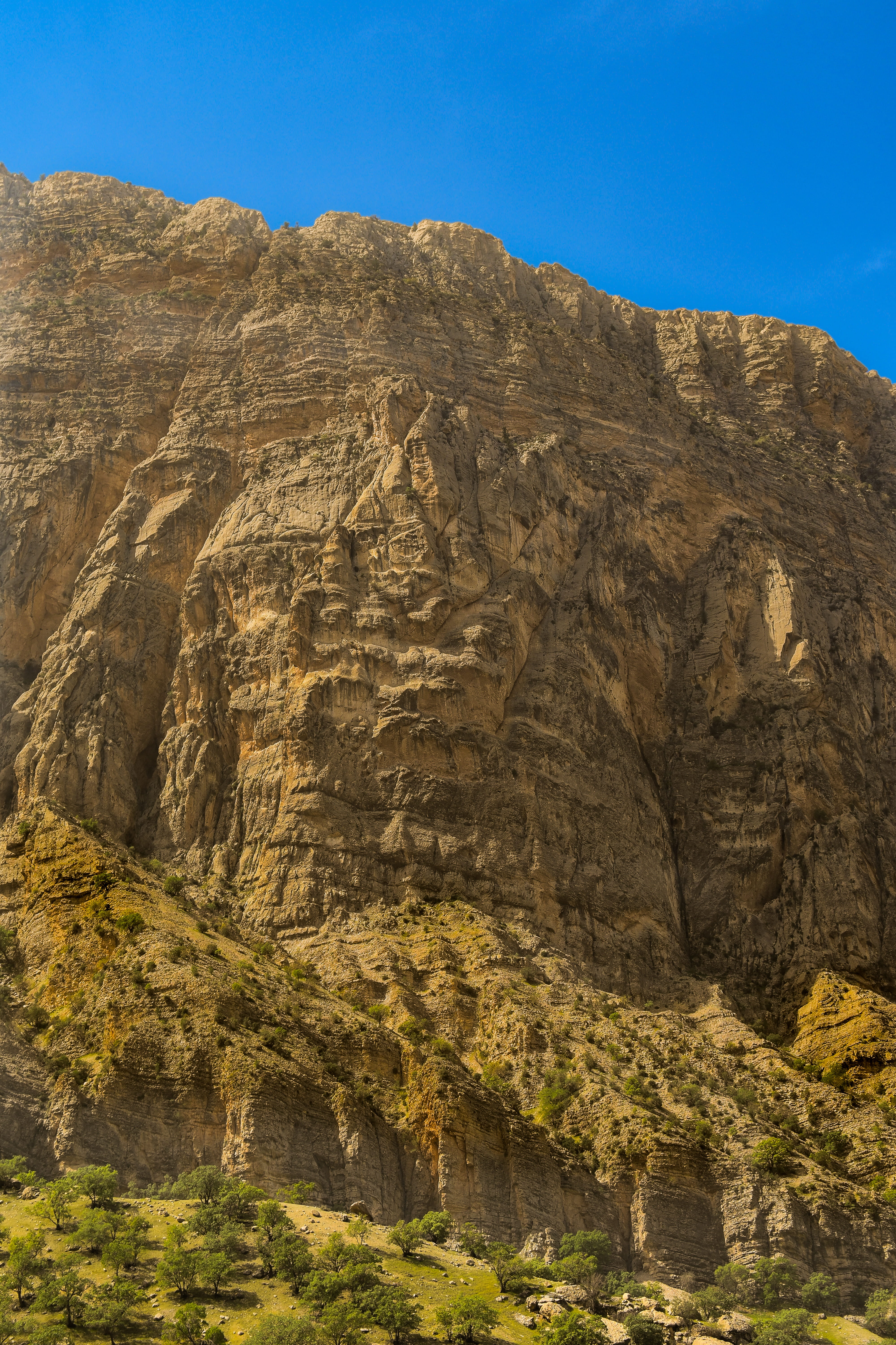 geology, rock, no people, tang-e sulak, clear sky, tranquil scene, tranquility, blue, mountain, scenics - nature, physical geography, rock formation, sky, Phone HD Wallpaper