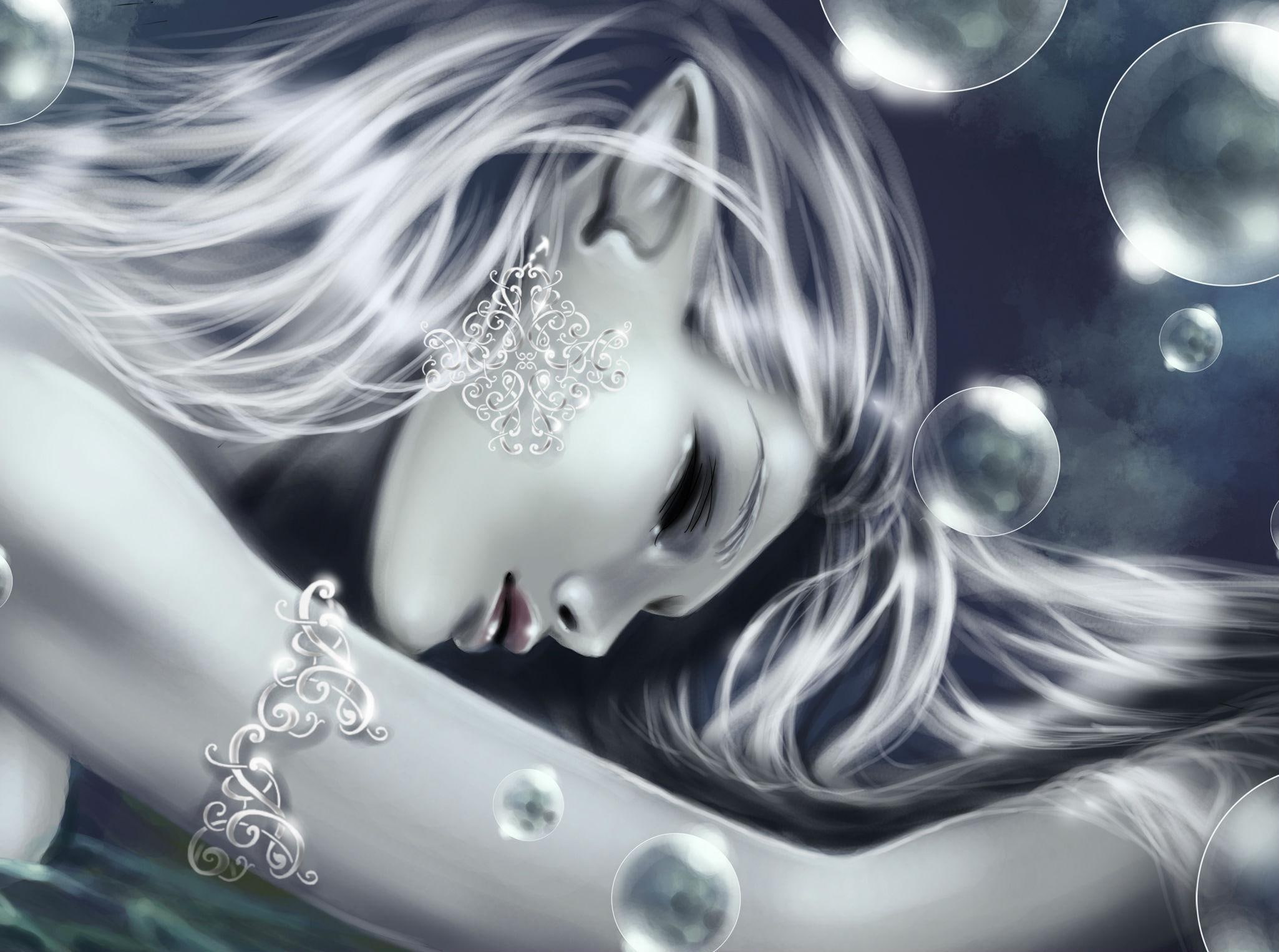 3d and abstract, fantasy, beauty, fairy, lovely, 1080P, sleep, sleeping, HD Wallpaper