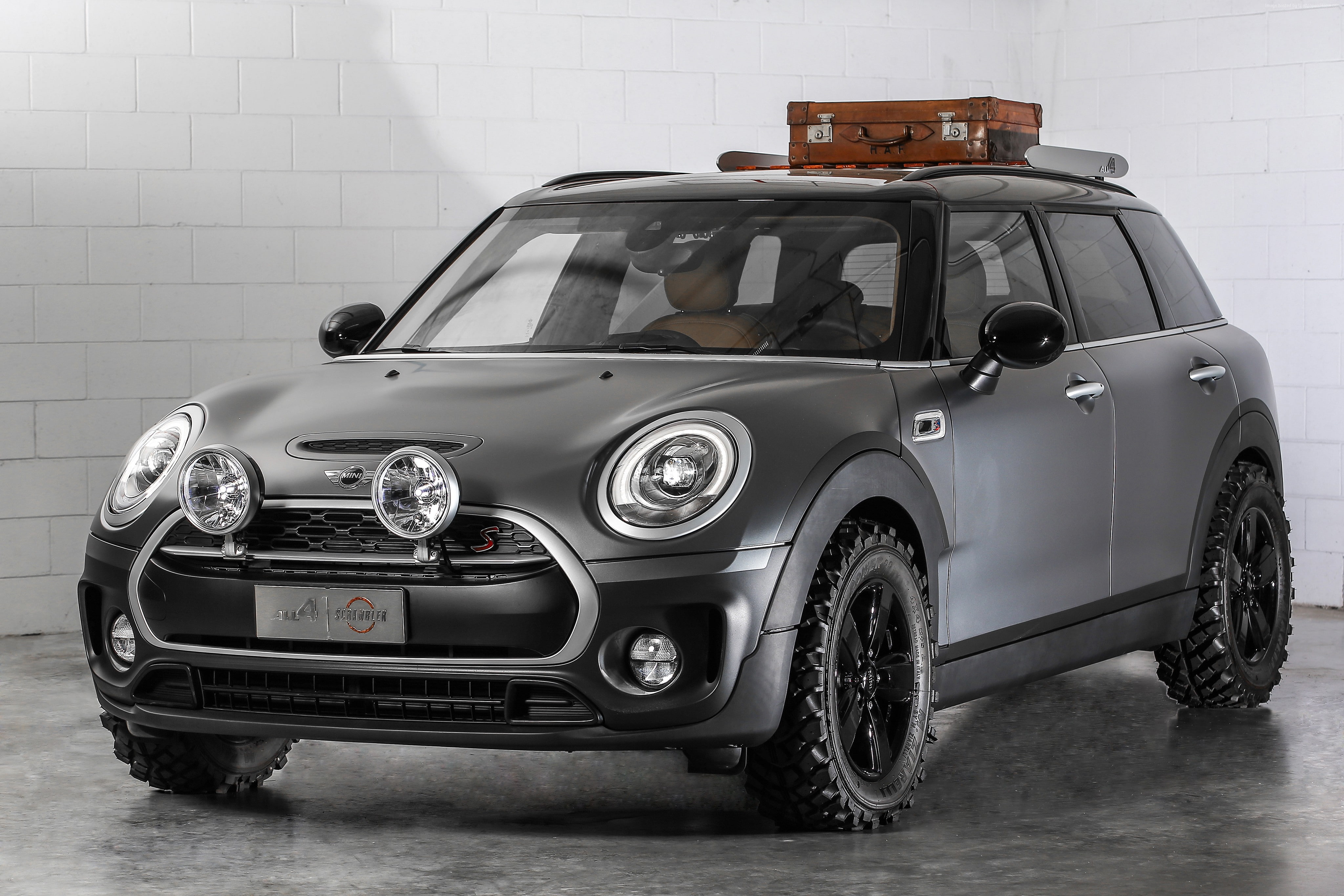 grey, 4K, mini, Mini Clubman All4 Scrambler, HD Wallpaper