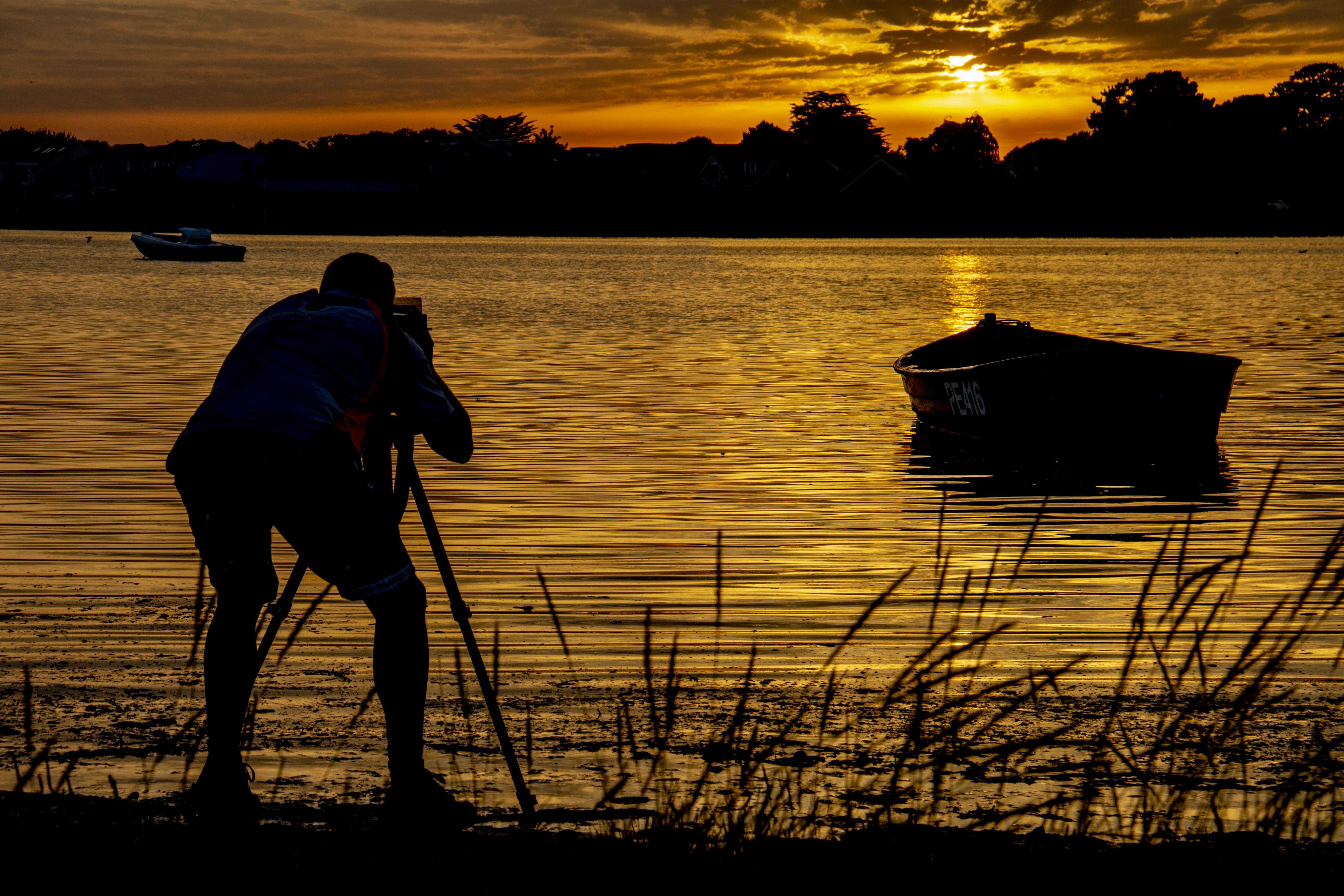 scenics - nature, christchurch, photography, one person, silhouette, outdoors, plant, person, reflection, real people, photographer, orange color, sunrise, HD Wallpaper