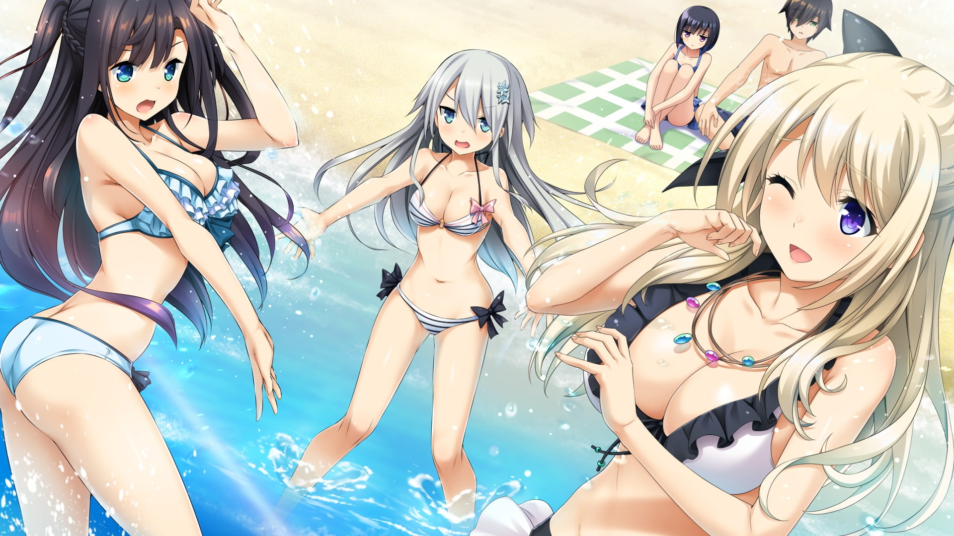 tsukino, adult, leisure activity, relaxation, cube, swimwear, swimming pool, clothing, 1080P, lifestyles, water, 263417, beautiful woman, mizusaki, game, HD Wallpaper