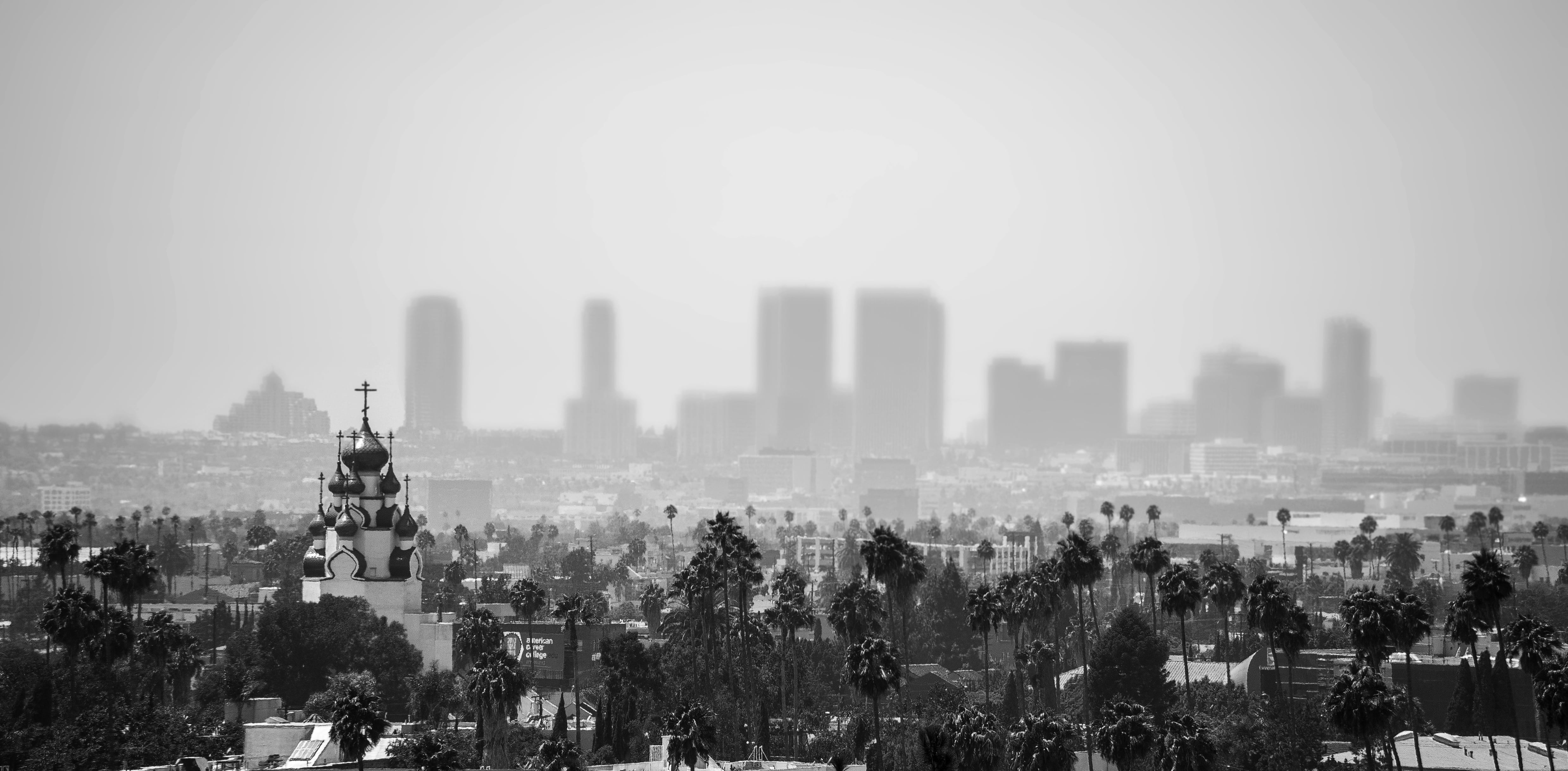 nature, office building exterior, the city of angels, black And White, top view, photo, downtown la, urban Scene, sky, smog, skyscraper, building exterior, HD Wallpaper