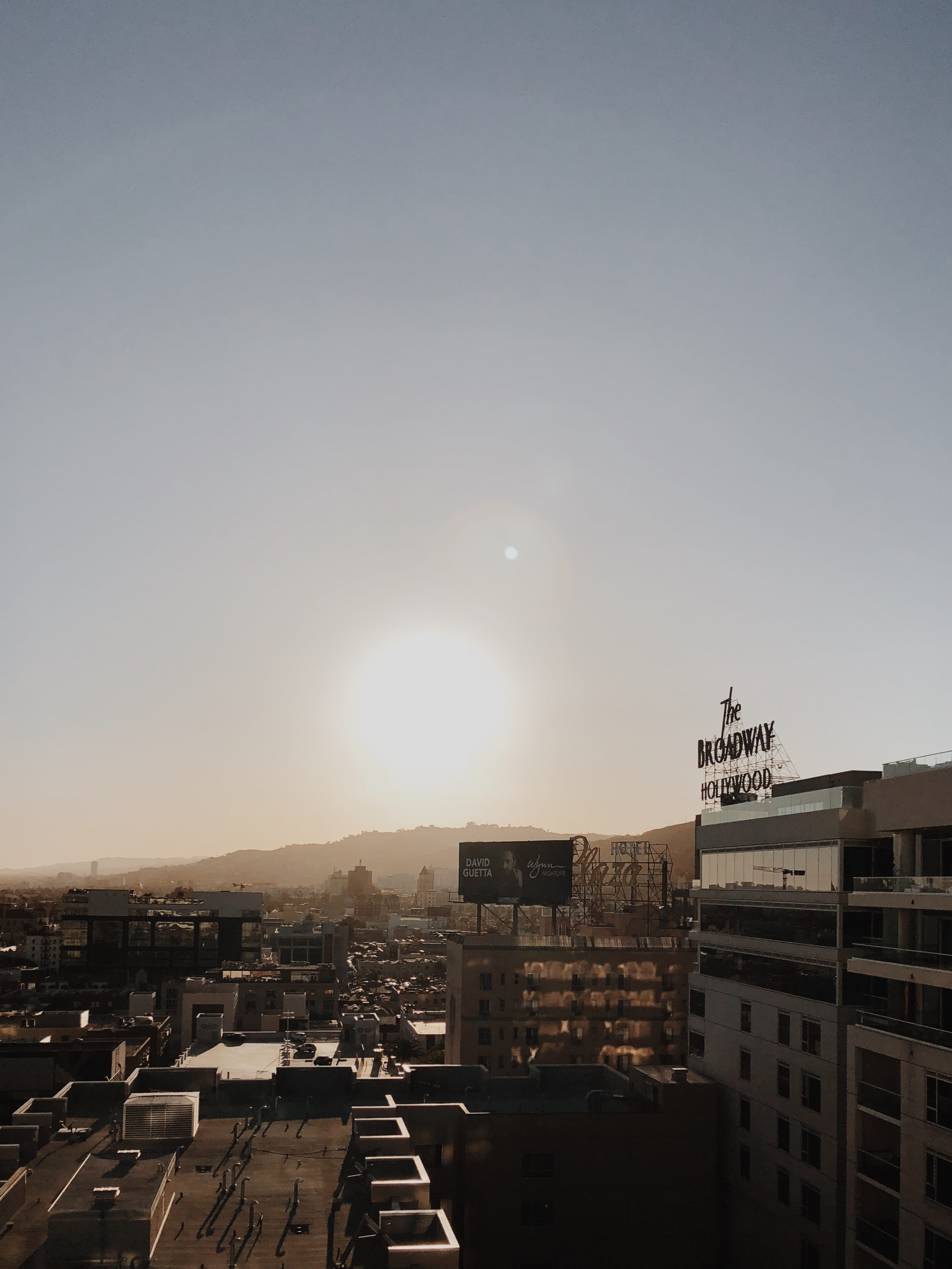 california, nature, day, hills, building, sunset, no people, usa, sunlight, united states, outdoors, clear sky, architecture, la, city life, copy space, Phone HD Wallpaper