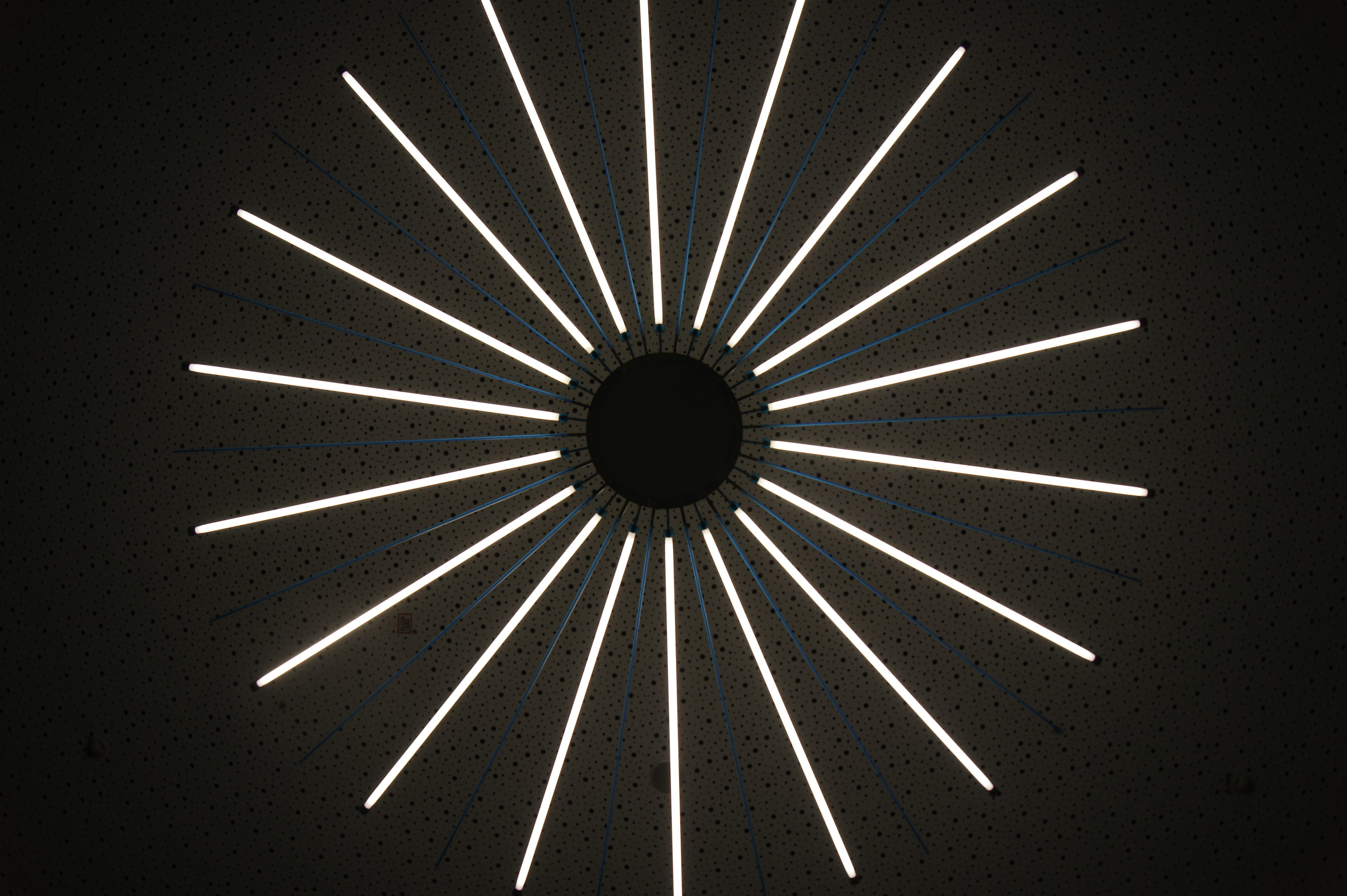 ceiling, circle, day, Light, shape, hell, night, 4K, star, dark, hanging, shadow, pattern, indoors, single object, lighting equipment, low angle view, HD Wallpaper