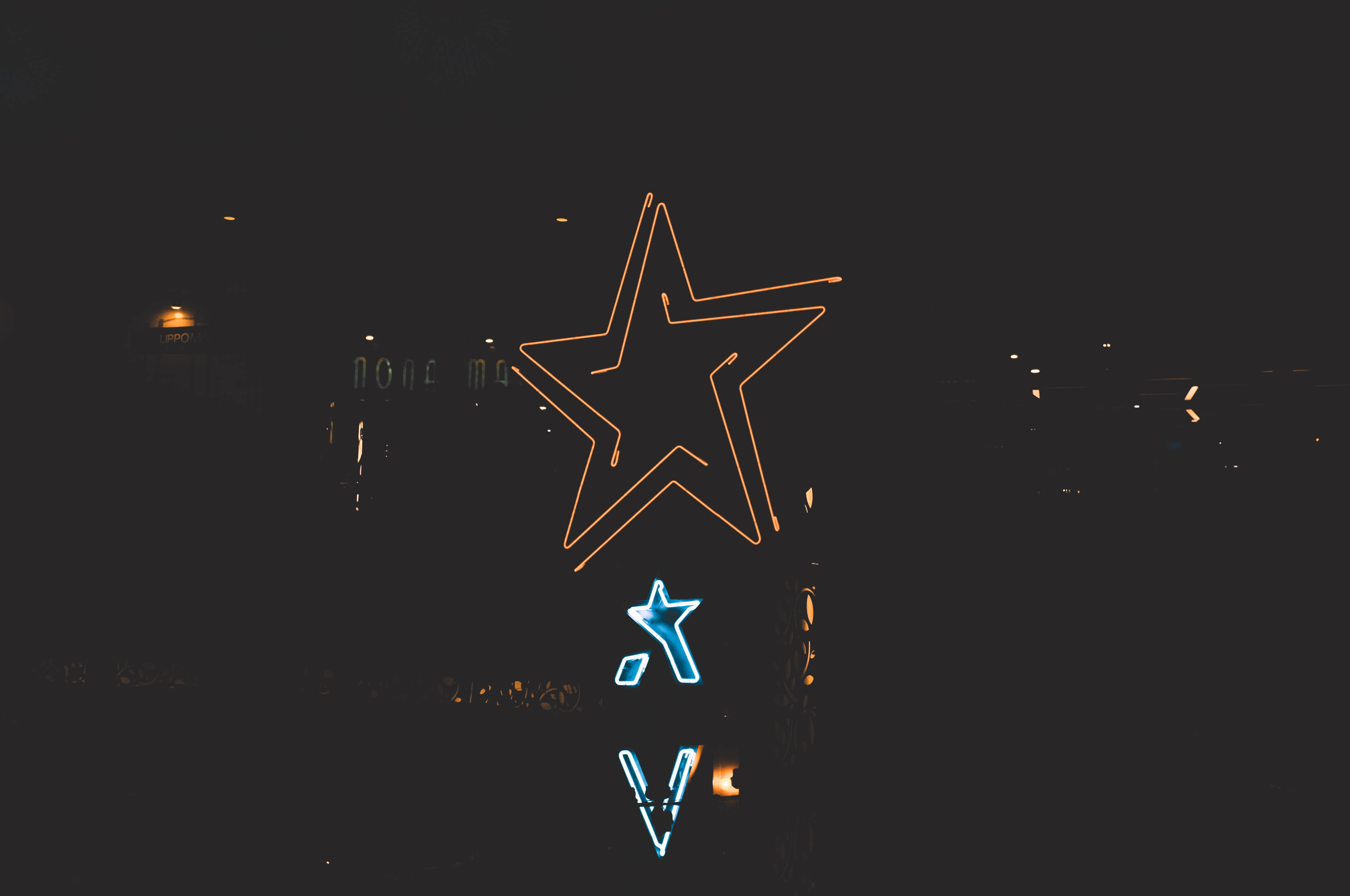 outdoors, communication, night, sky, representation, creativity, black background, guidance, dark, neon, symbol, nightlife, glow, shape, no people, sign, HD Wallpaper