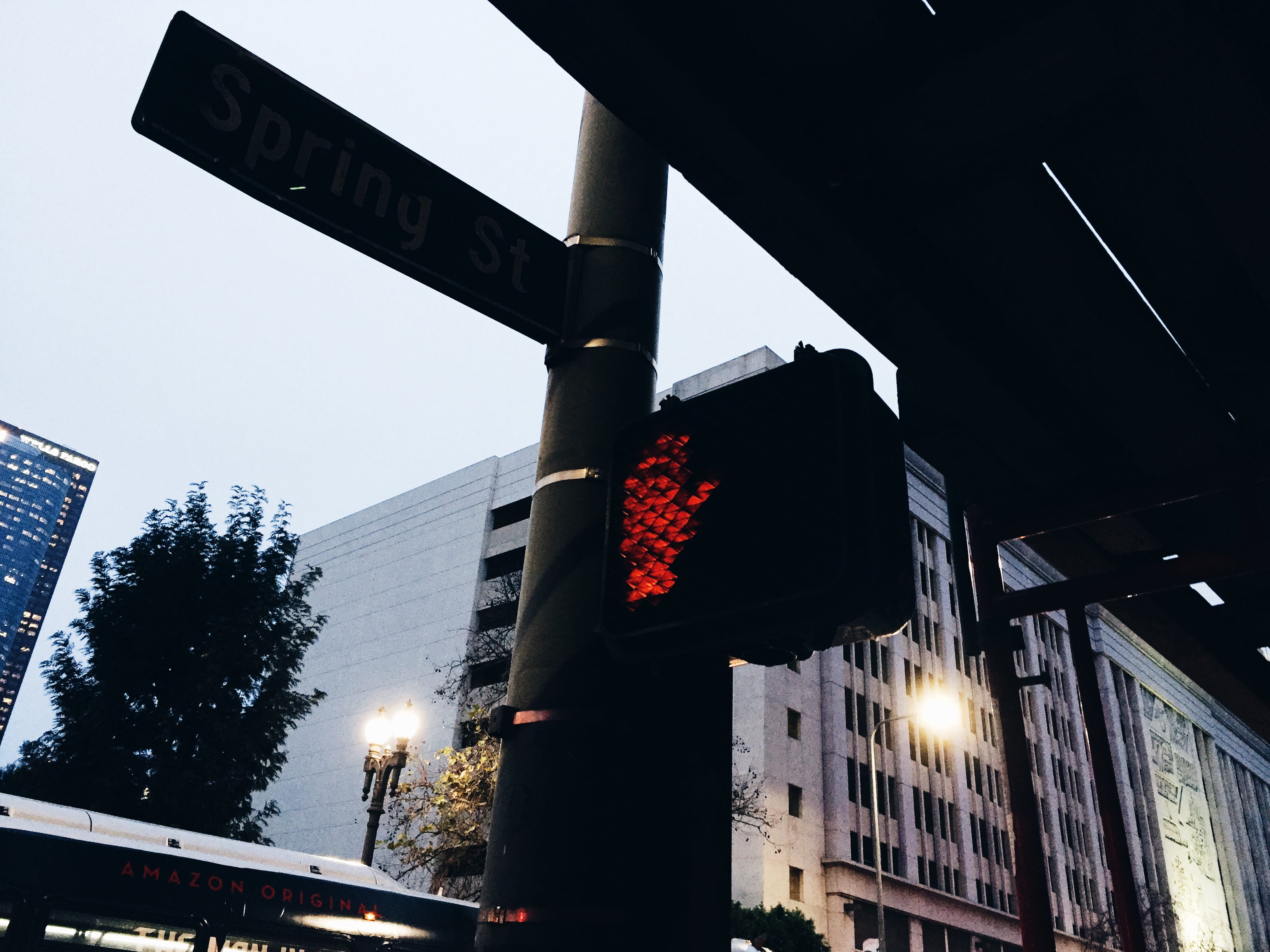 western script, building, tree, built structure, los angeles, text, city, sky, sign, intersection, building exterior, night, no people, little tokyo, communication, HD Wallpaper