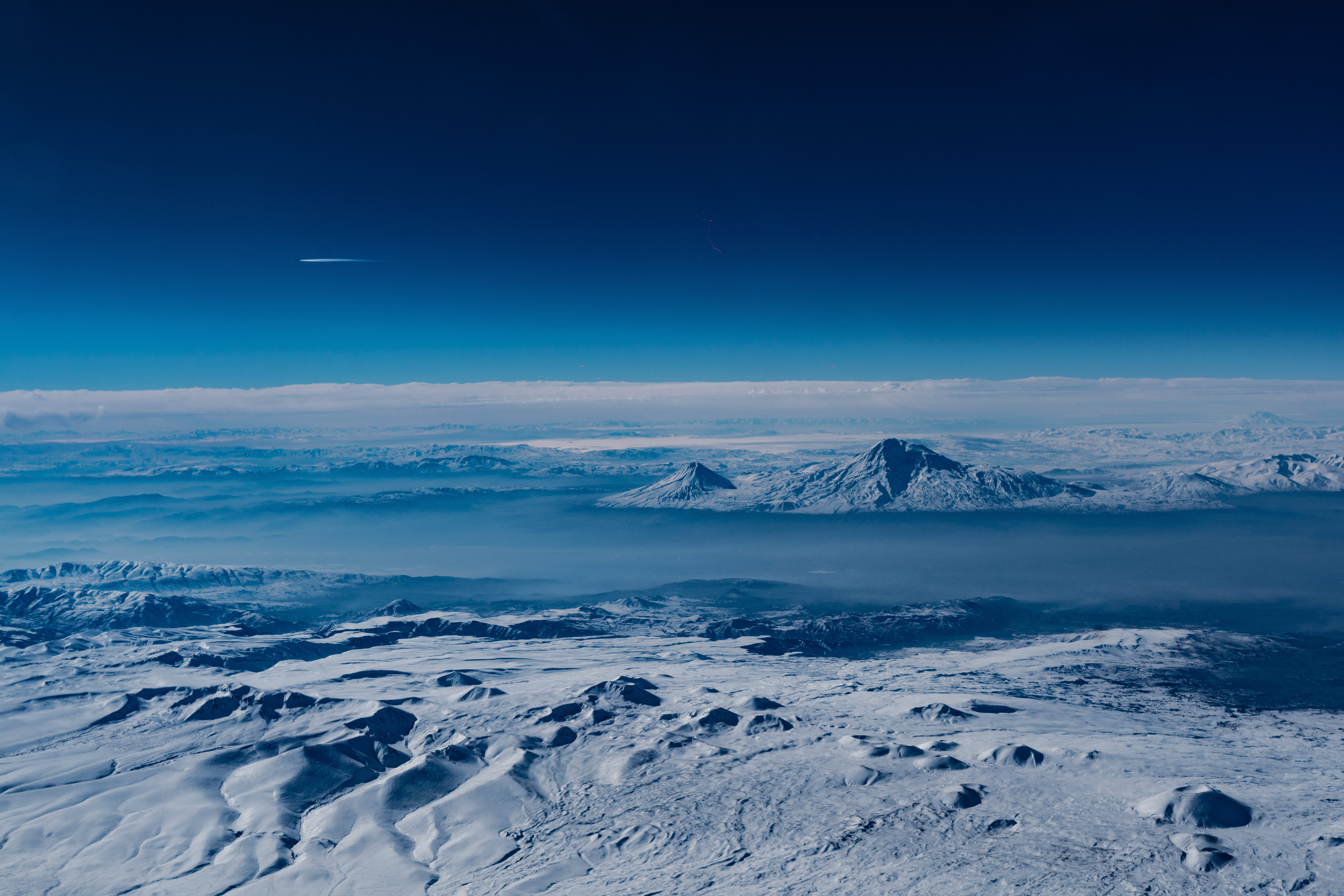environment, lagoon, star, iceberg, from above, drone view, sky, mountain, shooting, aerial, view, plane trail, mountain range, daytime, cold temperature, HD Wallpaper