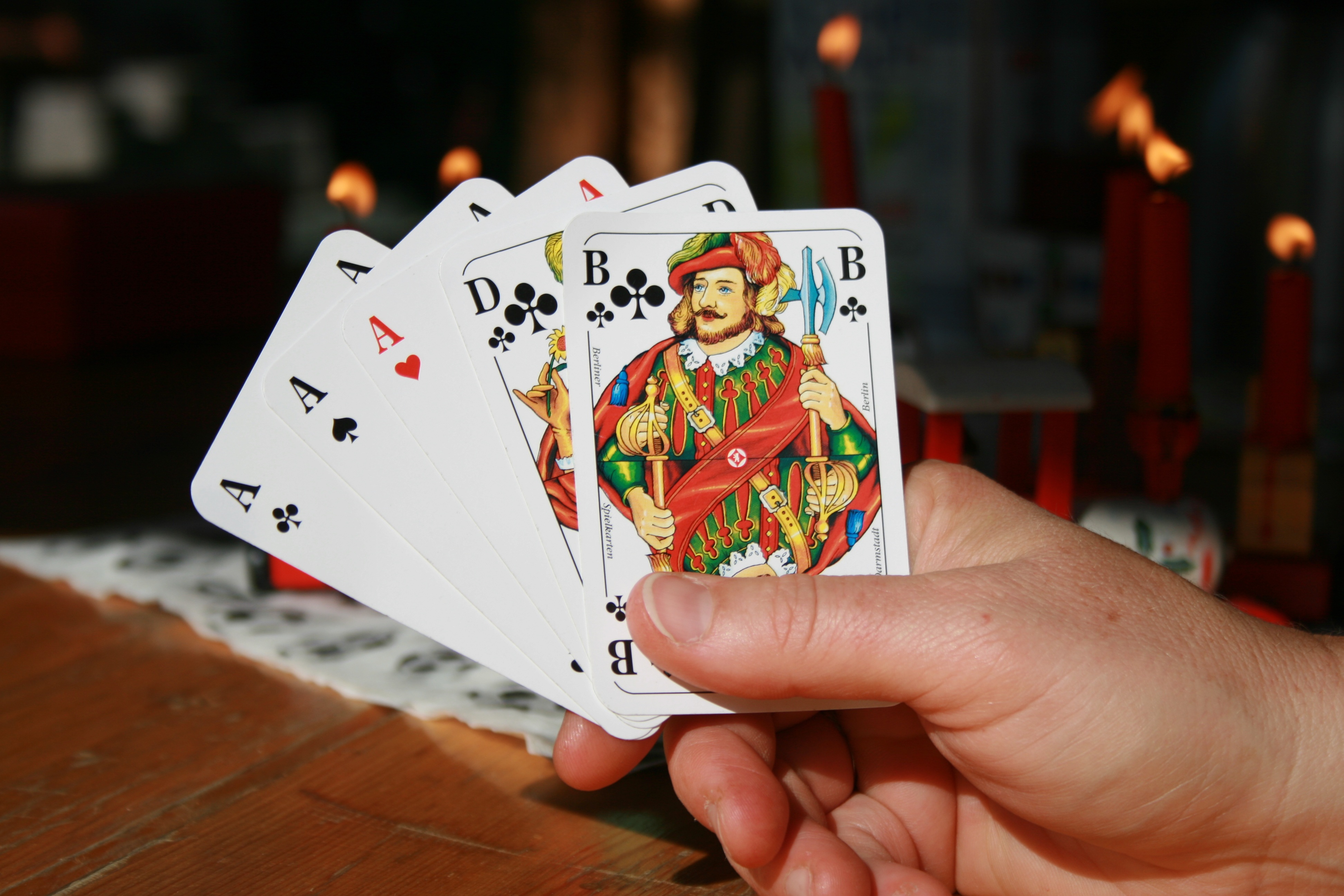b, lifestyles, cards, leisure activity, poker, finger, three, table, real people, body part, human hand, aces, clubs, 4K, human body part, focus on foreground, HD Wallpaper