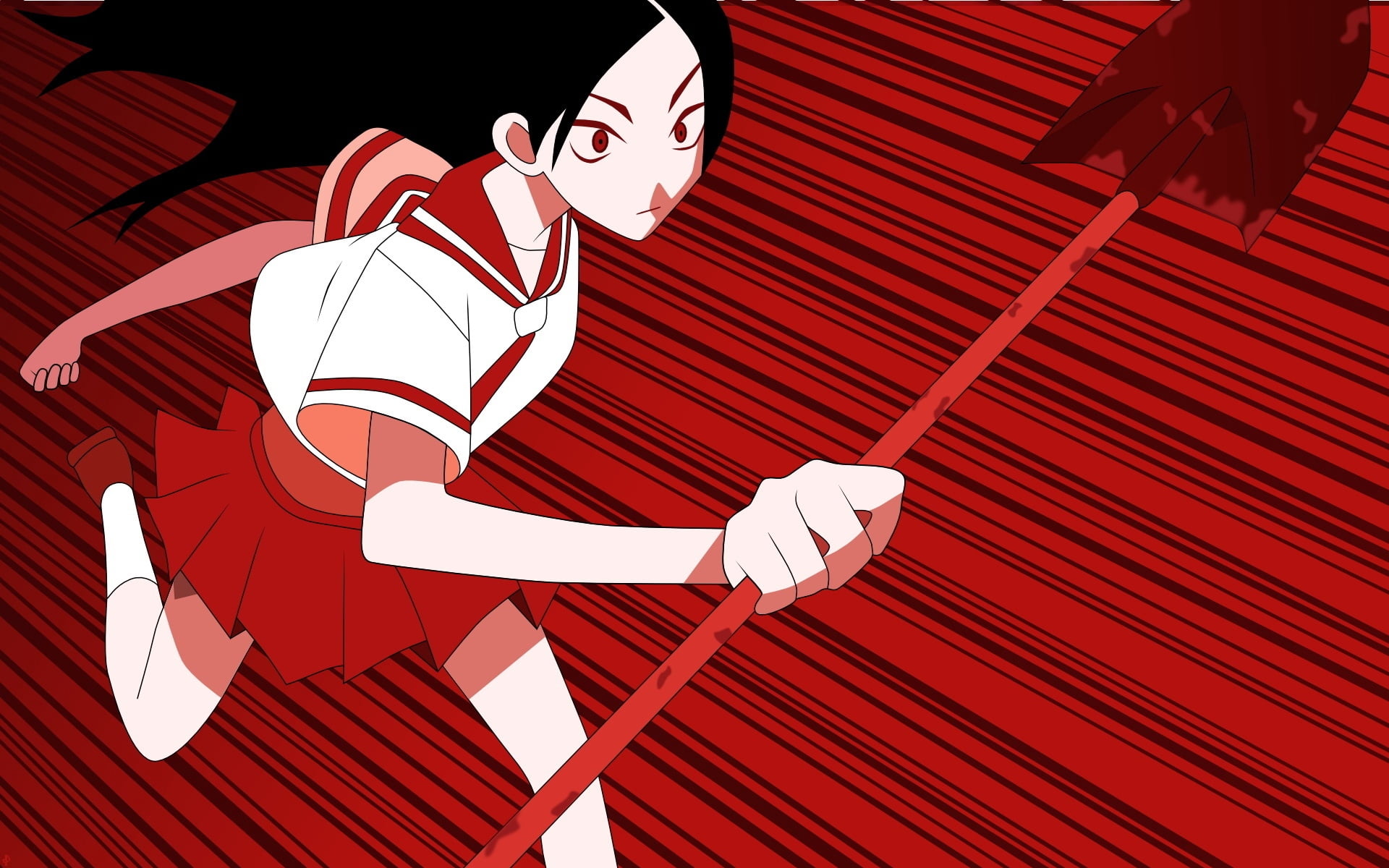 art and craft, striped, creativity, animal themes, girl, pattern, indoors, chiri sayonara zetsubou sensei, running, low angle view, roof, band, anime, female, HD Wallpaper