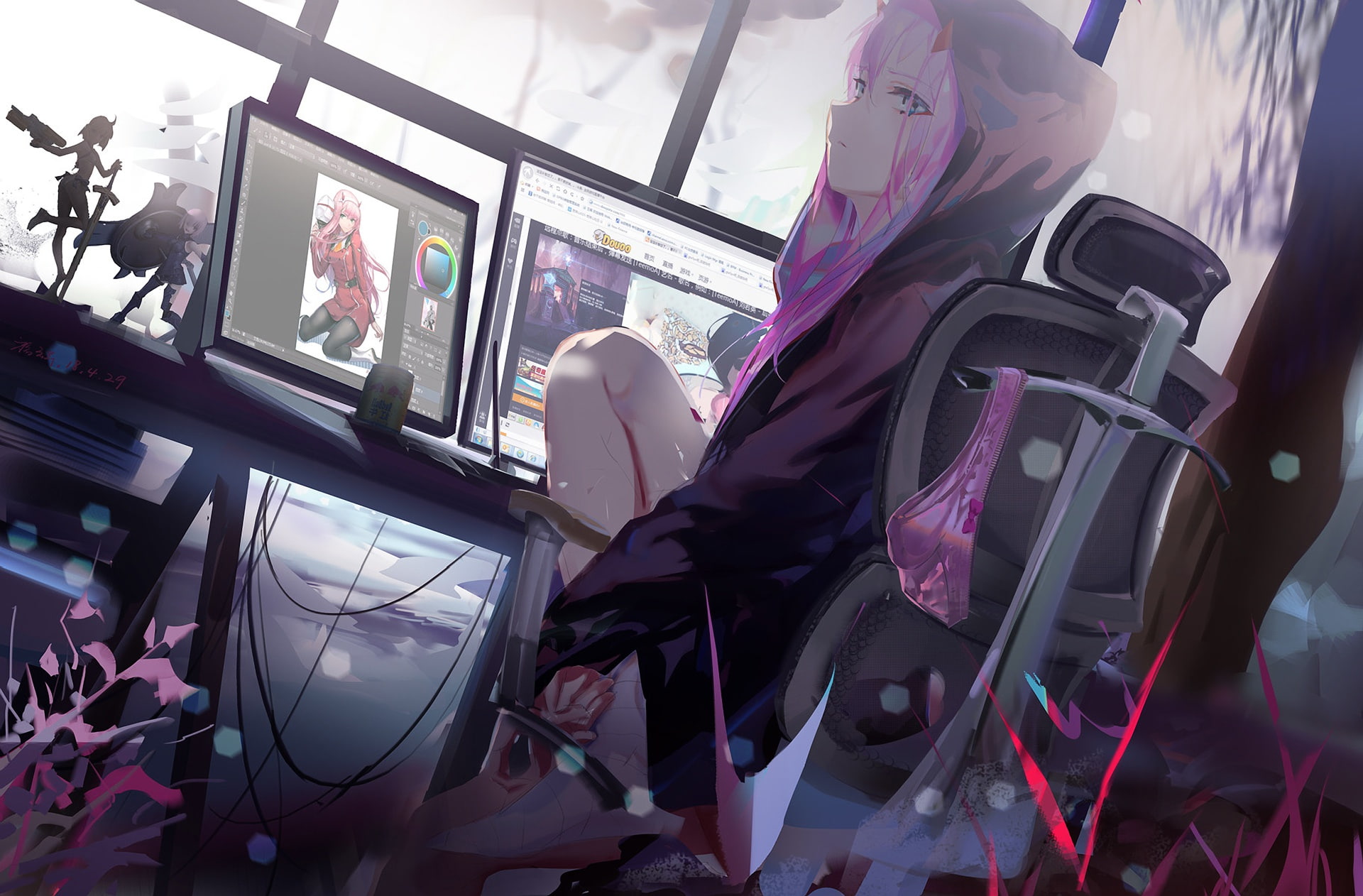 1080P, Cute in France, girl, Darling In The Frankxx, comp, art, HD Wallpaper