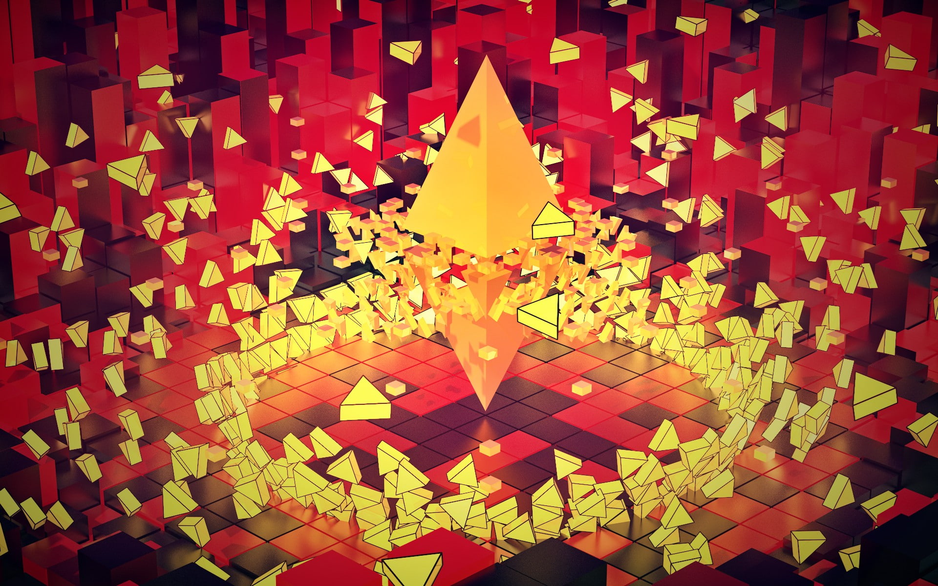 abstract, render, 3d, 1080P, Adobe Photoshop, Triangle, Cinema 4D, Graphic Design, HD Wallpaper