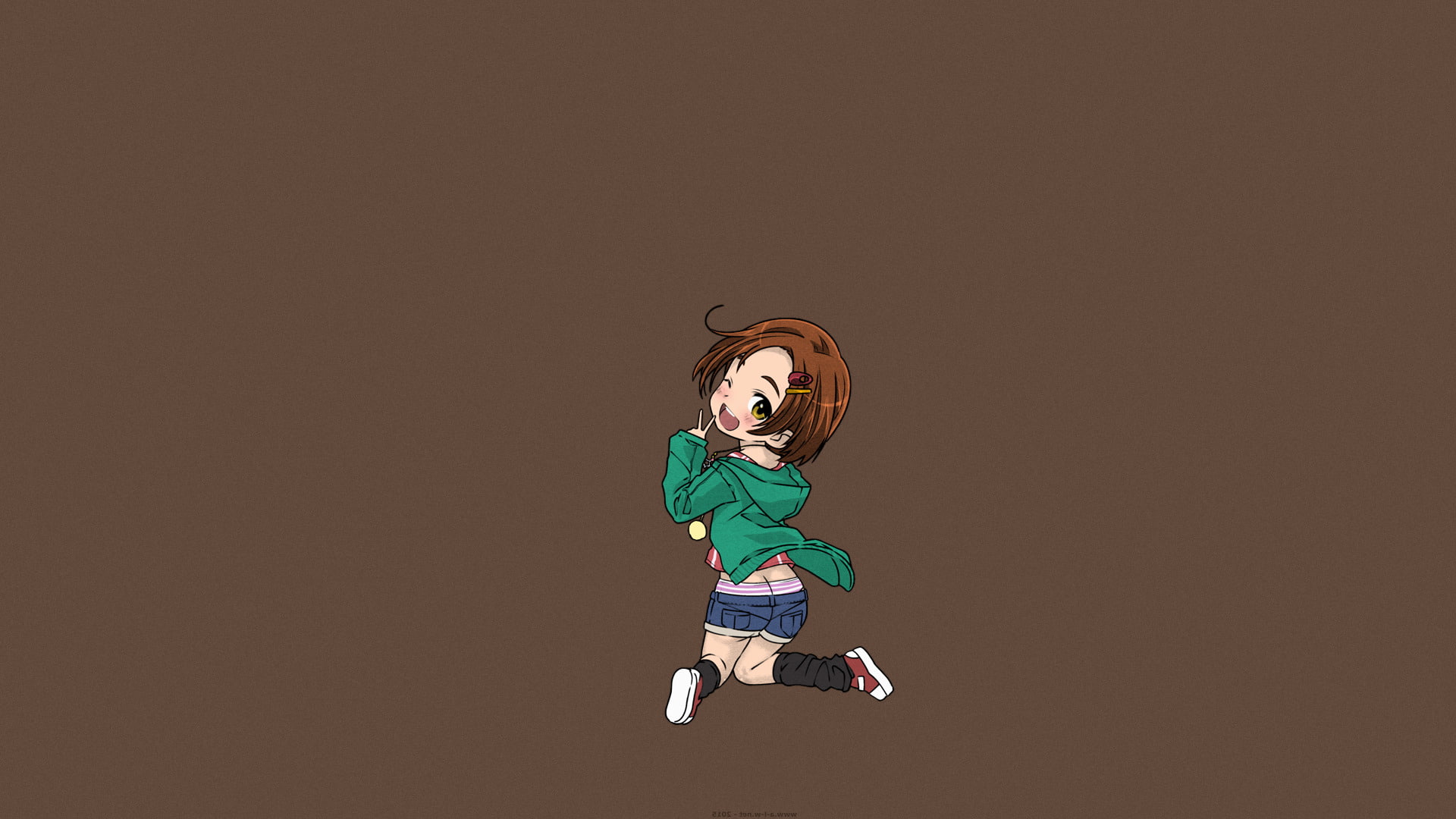colored background, excitement, mid-air, fun, childhood, men, child, full length, boys, the idolmster cinderella girls kaoru ryuzaki saeki tatsuya short hair brunette panties short pants chibi anime manga anime girls, HD Wallpaper