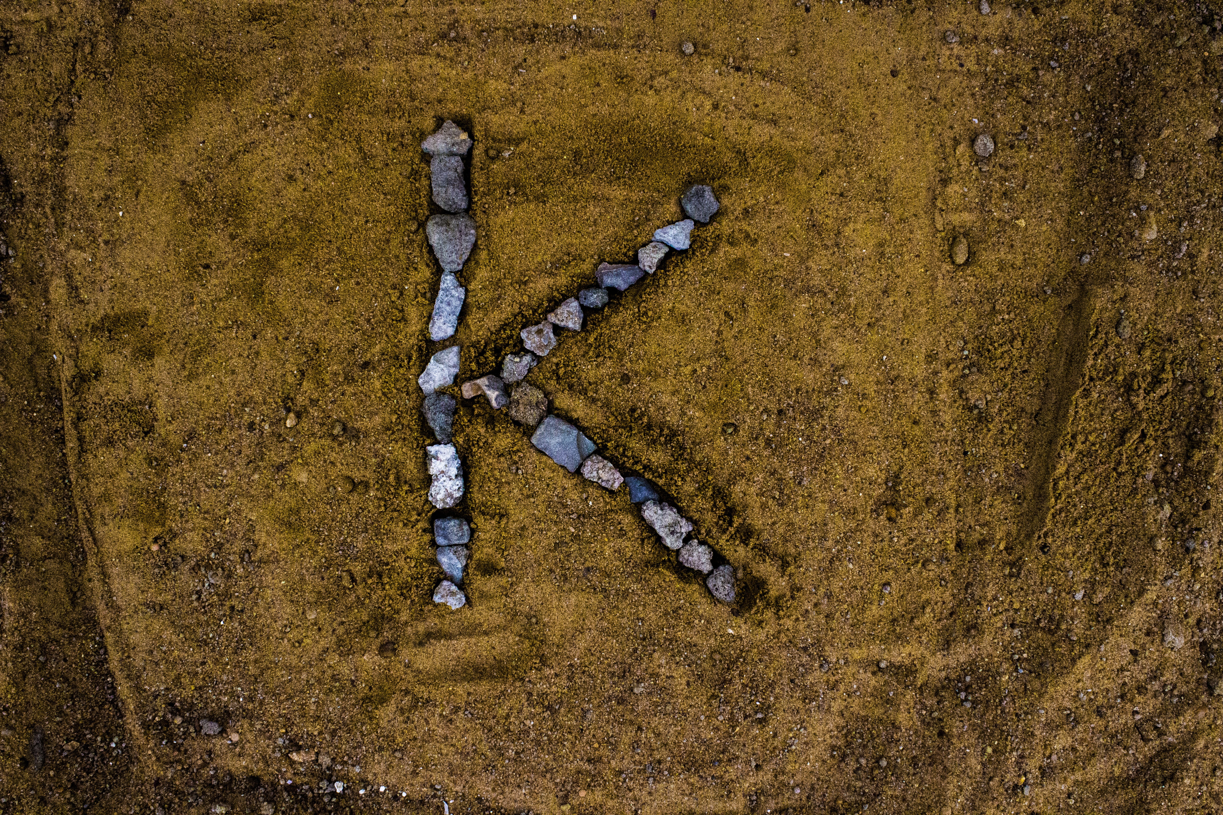 high angle view, alphabet letters, english alphabet, rock - object, craft, day, close-up, nature, animal, k, rock, 5K, solid, creativity, representation, HD Wallpaper