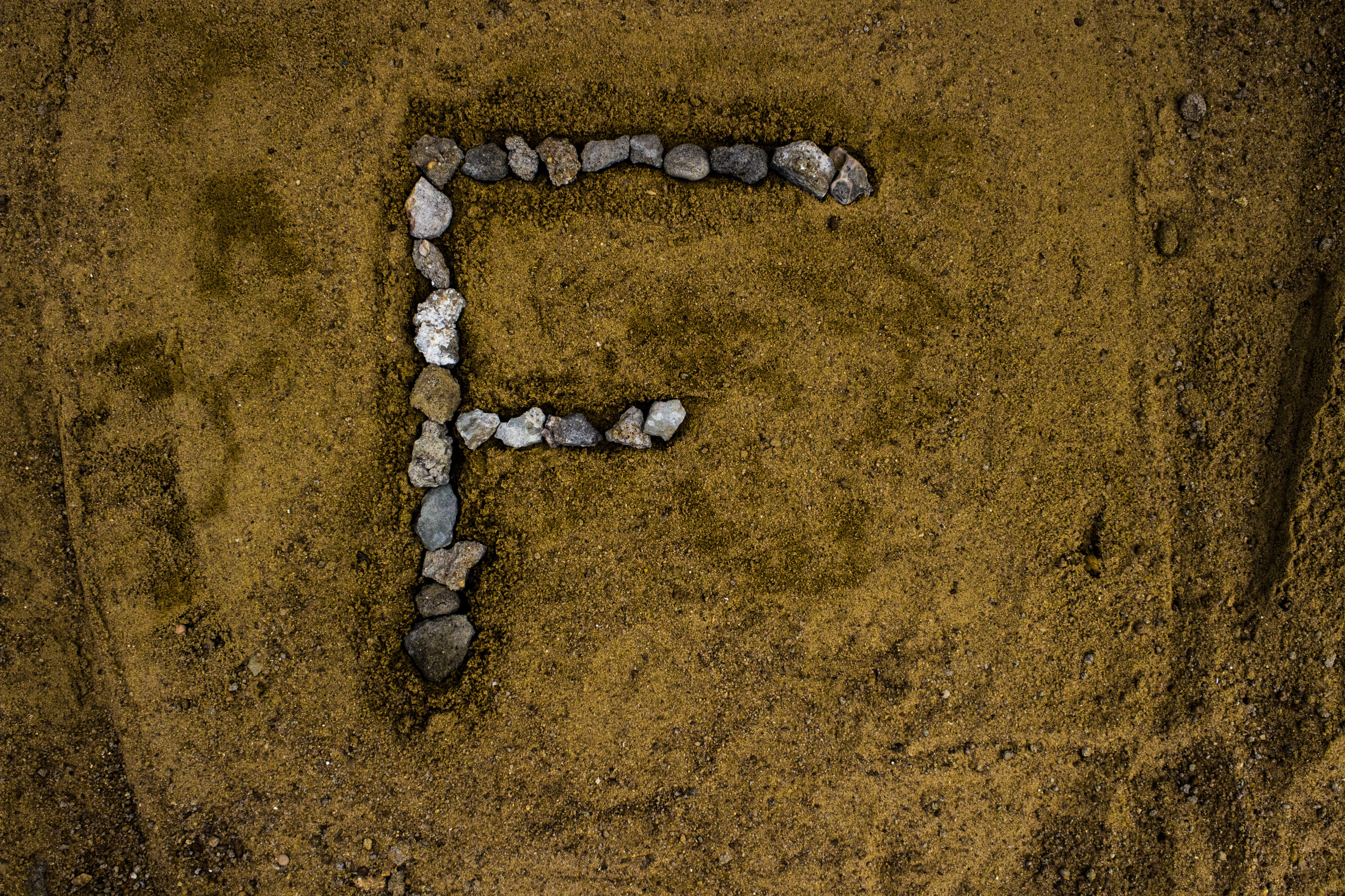 sand, alphabet letters, white color, land, alphabetic character, stone - object, 5K, beauty in nature, nature, textured, alphabet f, creativity, art and craft, HD Wallpaper