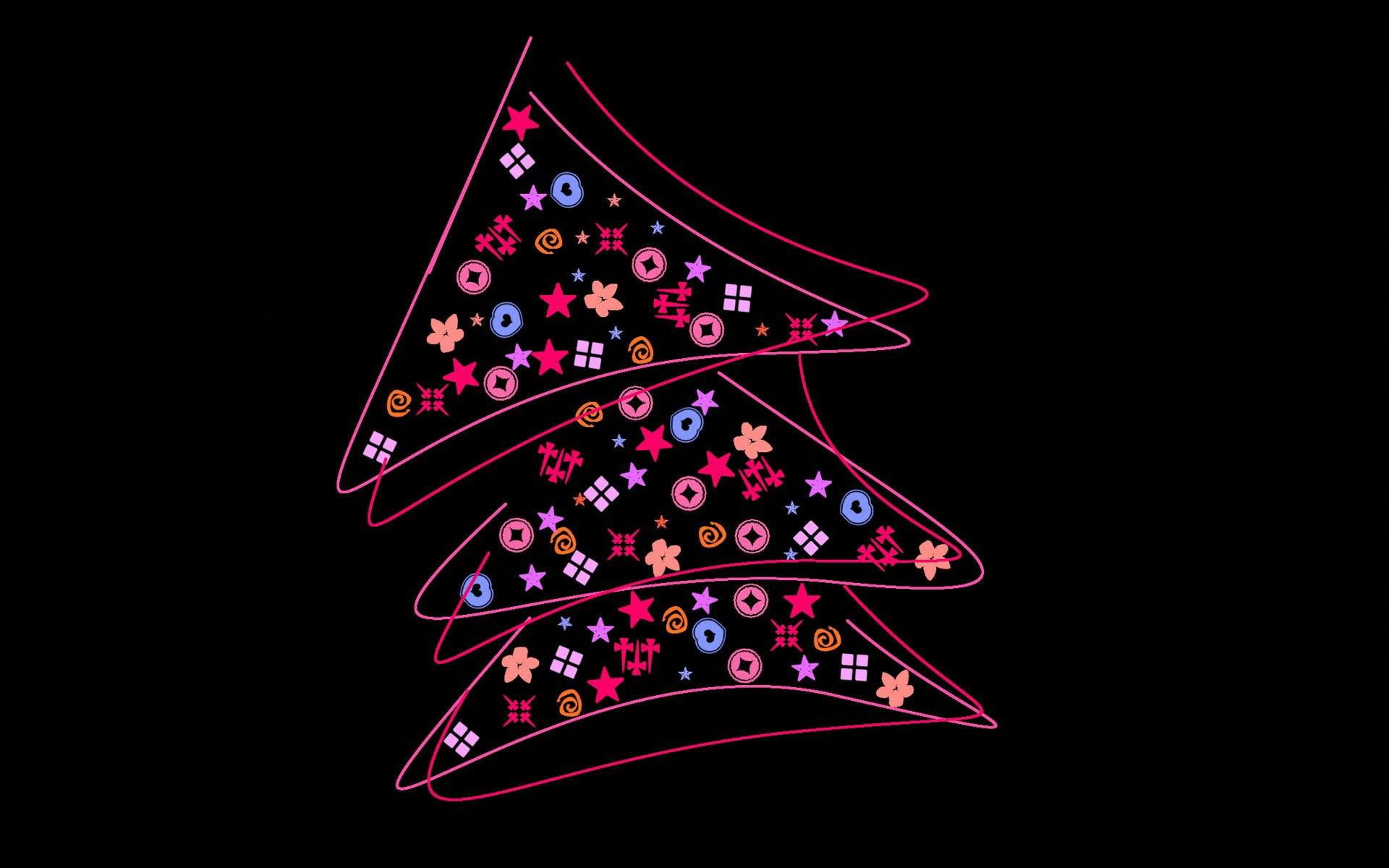 tree, 1920x1200, cutout, merry christmas, holidays, minimalistic, 1080P, christmas, pink, decors, HD Wallpaper