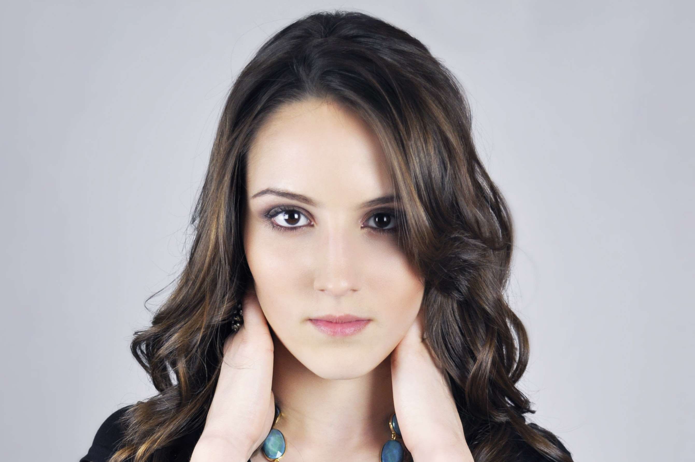 look, looking at camera, makeup, femininity, face, lipstick, beauty, fashion, brunette, contemplation, lovely, human face, cute, indoors, make up, studio shot, HD Wallpaper