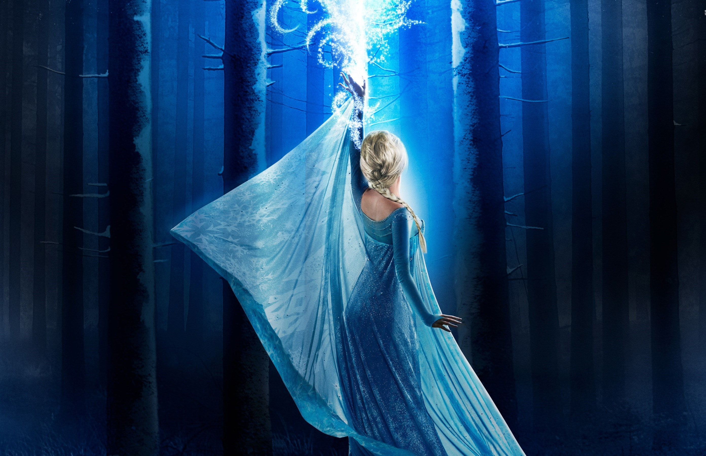 dress, love, long hair, spooky, arms raised, blue, freezing, ice, young women, real people, disney, snow, fantasy, full length, clothing, Once Upon a Time, HD Wallpaper