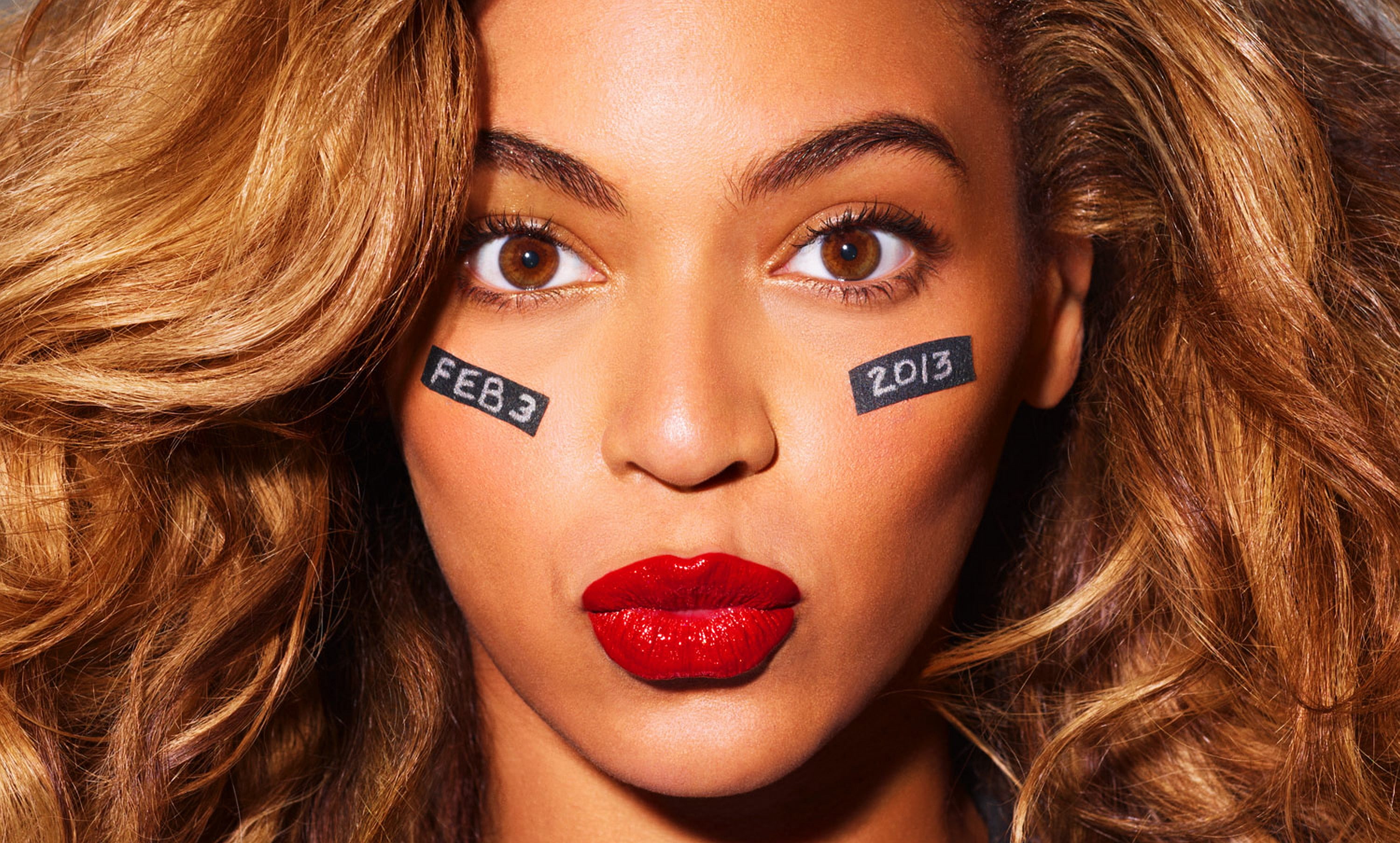 lipstick, eyes, beyonce, red, beauty, lips, face, 2K, beautiful, singer, black, hair, HD Wallpaper