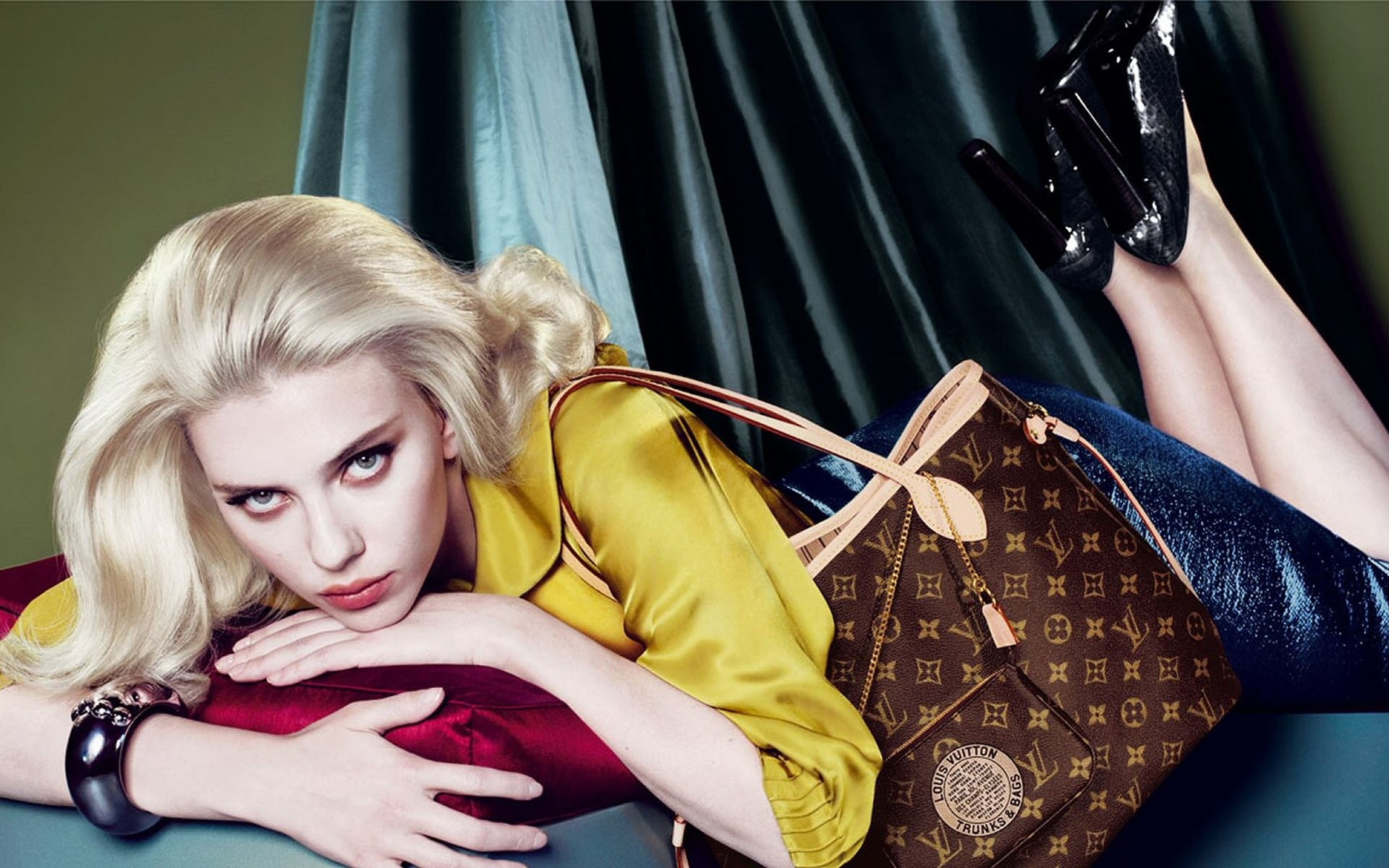 vuitton, american, 1080P, actress, background, johansson, scarlett, women, louis, models, fashion, HD Wallpaper