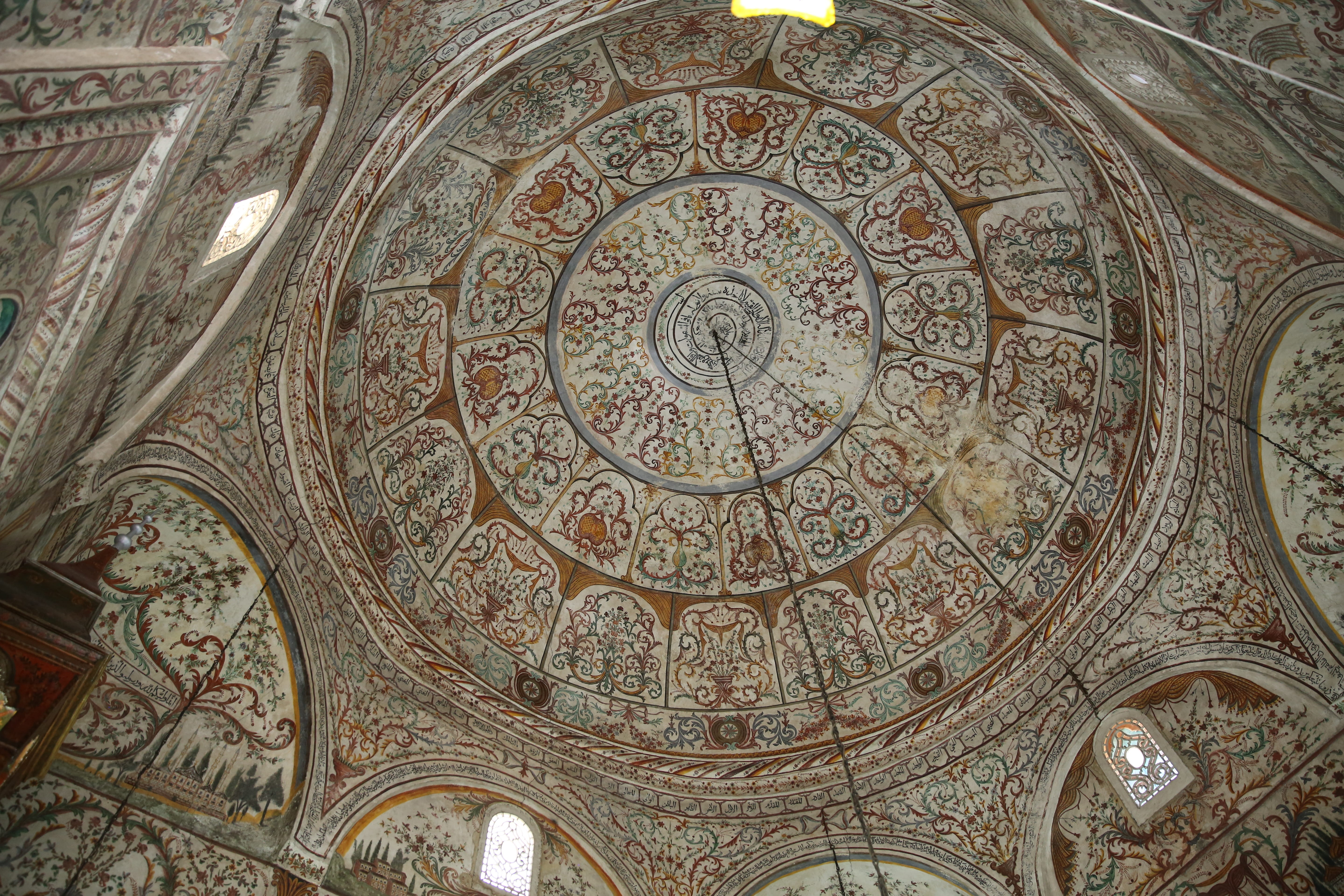 fresco, religion, caligraphy, no people, built structure, building, traditional, mural, dome, low angle view, architectural column, pattern, ethem beu, HD Wallpaper