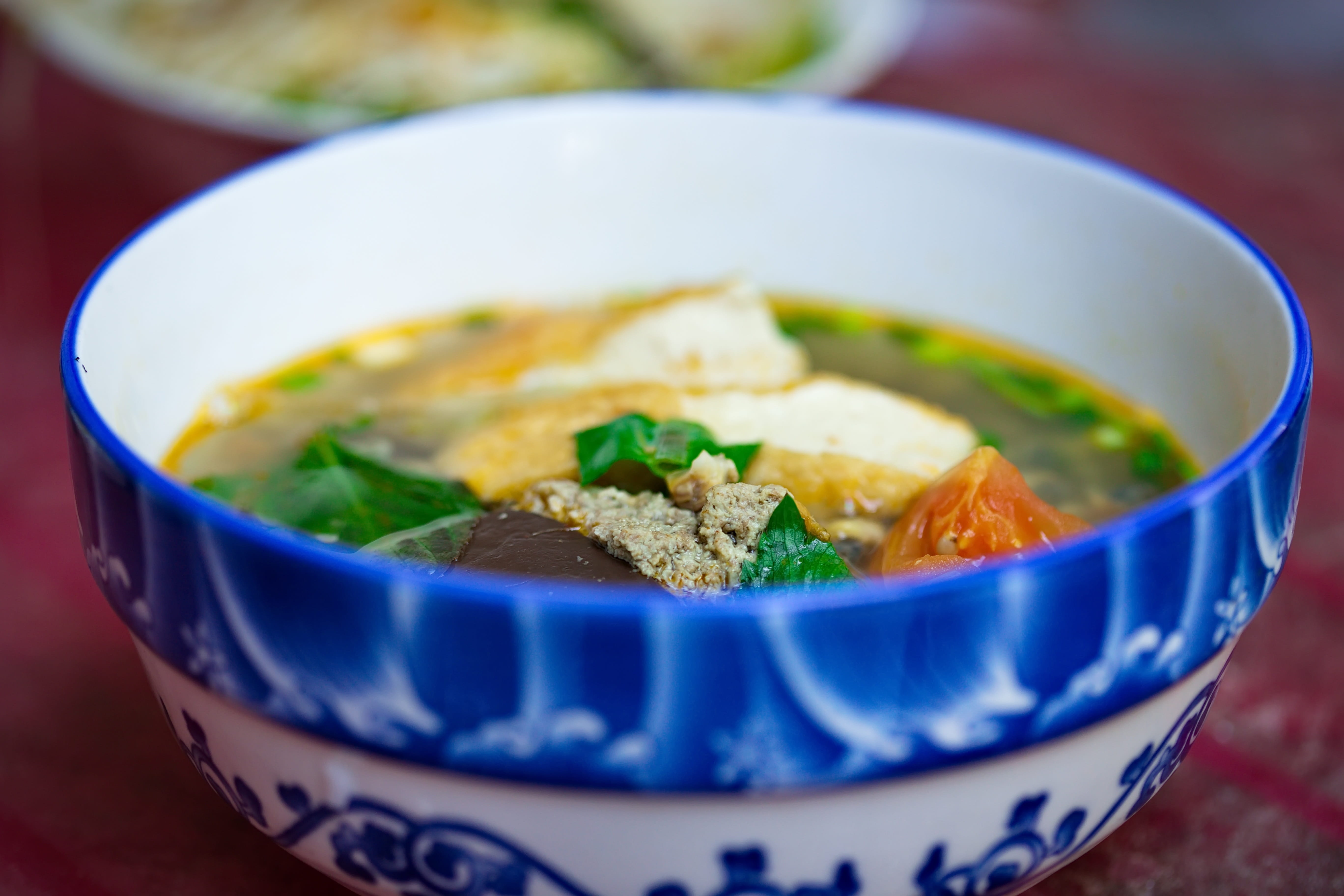 garnish, vietnam, crockery, blue, healthy eating, ready-to-eat, herb, asian, no people, vegetable, freshness, eat, breakfast, close-up, nutrition, indoors, HD Wallpaper