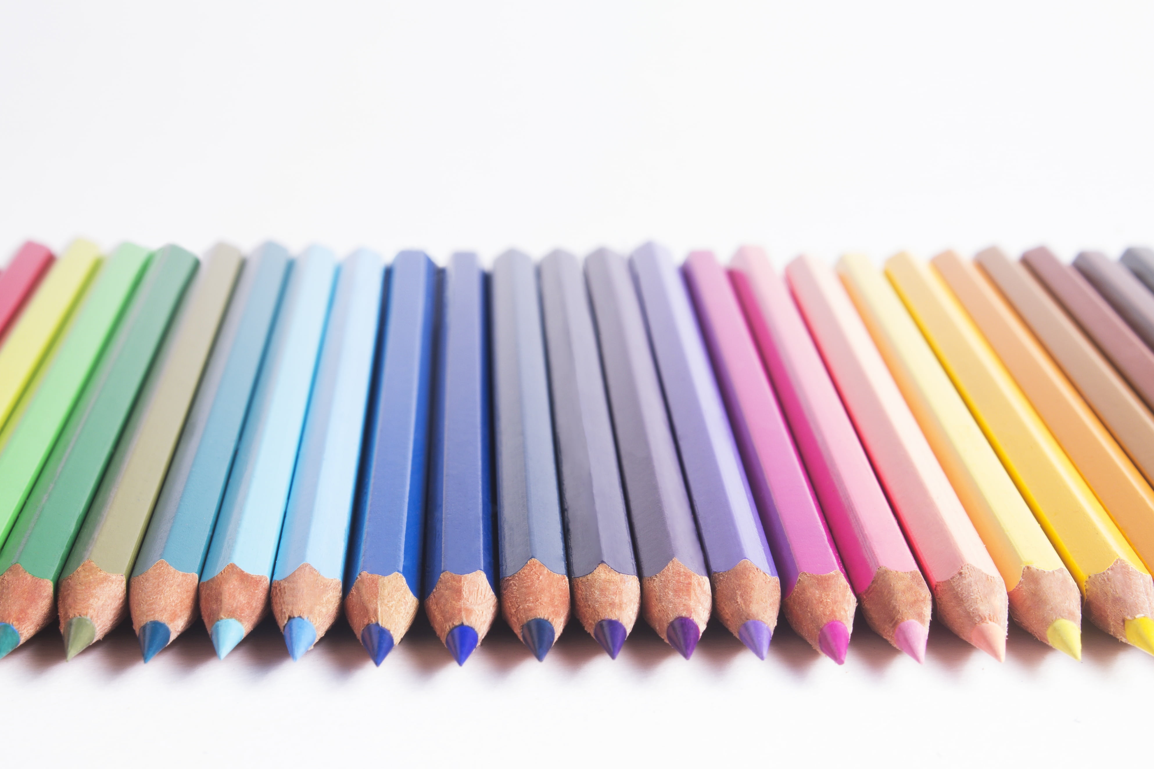 educate, drawing, assorted, large group of objects, variation, 4K, arrangement, multi colored, white background, side by side, still life, creativity, HD Wallpaper