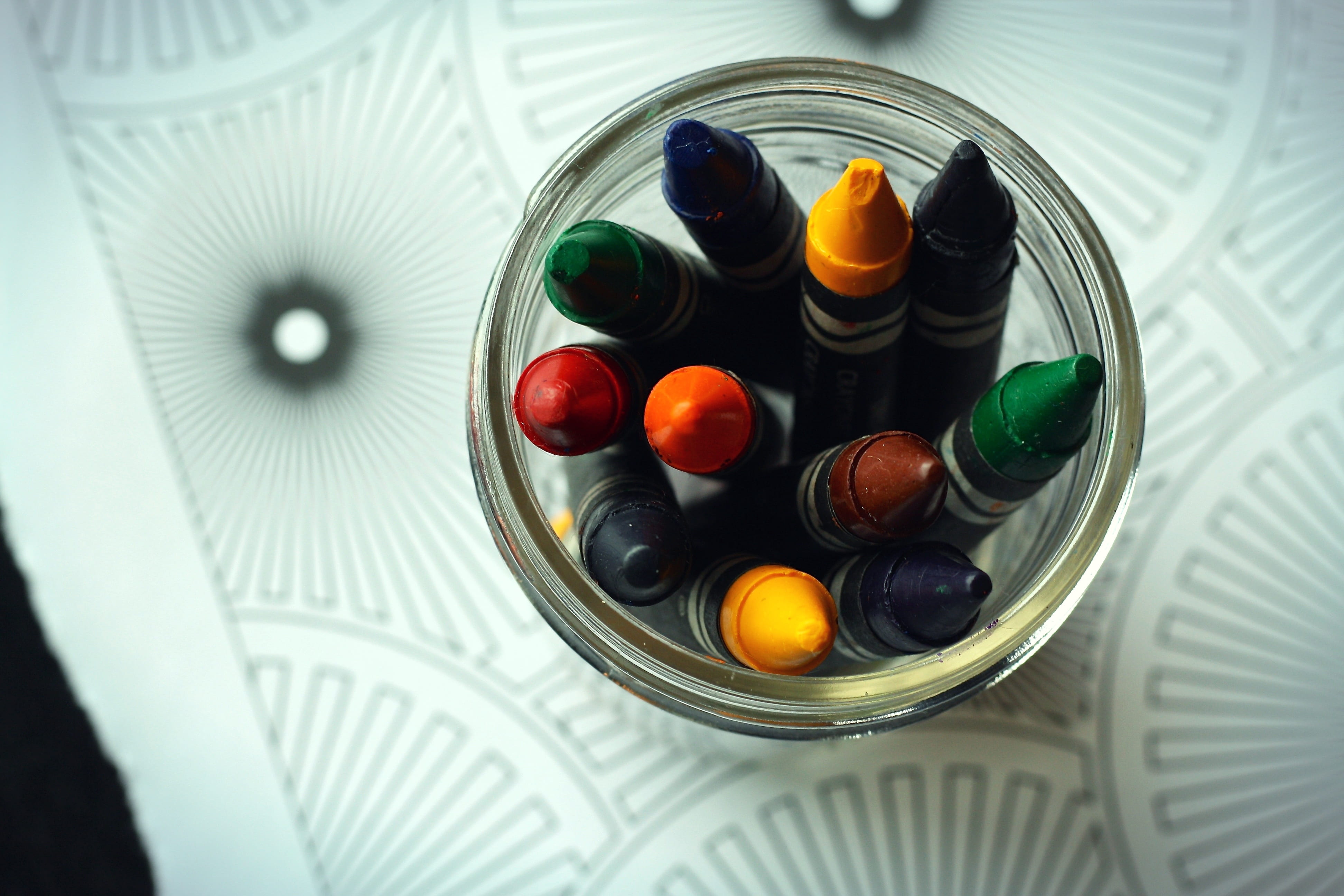 glass, sweet, directly above, fun, food, coloring book, happy, colorful, container, healthy eating, sweet food, crayons, no people, multi colored, preschool, HD Wallpaper